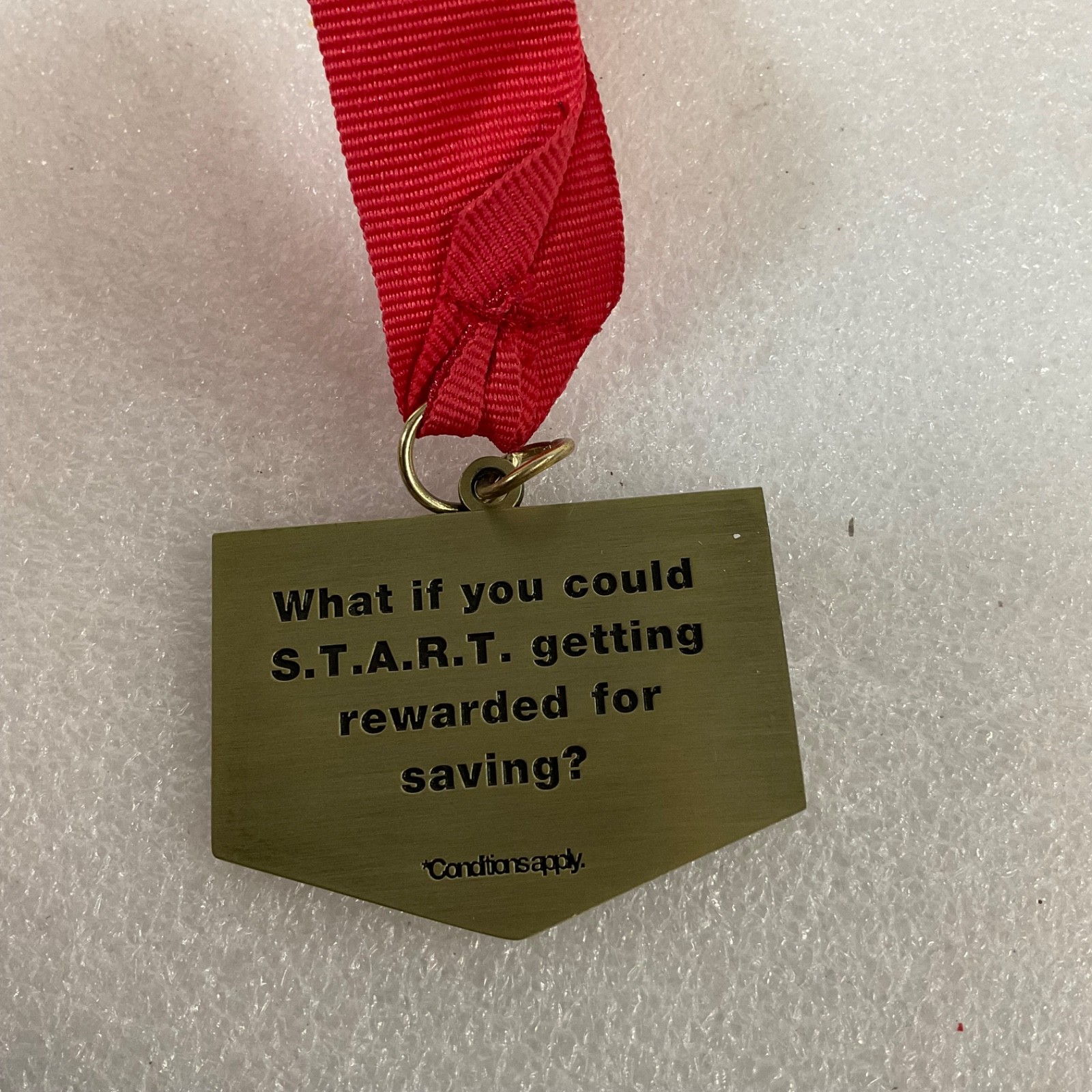 US Bank S.T.A.R.T. Advertising Medal 2.5 in Brass Tone w Red Ribbon - Image 3