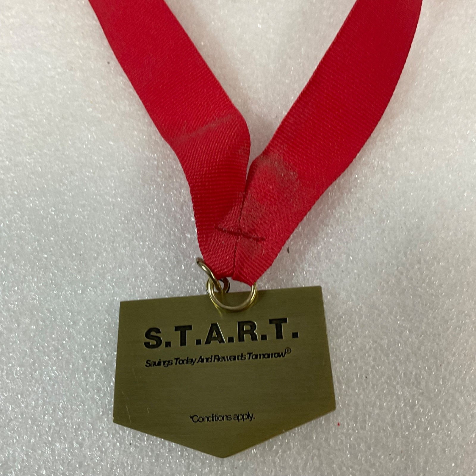 US Bank S.T.A.R.T. Advertising Medal 2.5 in Brass Tone w Red Ribbon - Image 2