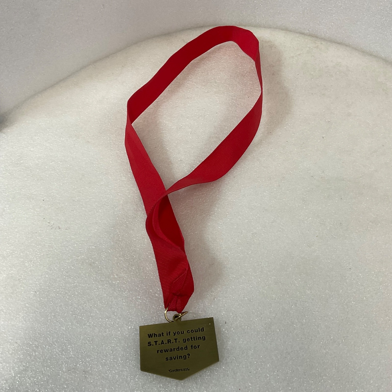US Bank S.T.A.R.T. Advertising Medal 2.5 in Brass Tone w Red Ribbon - Image 4