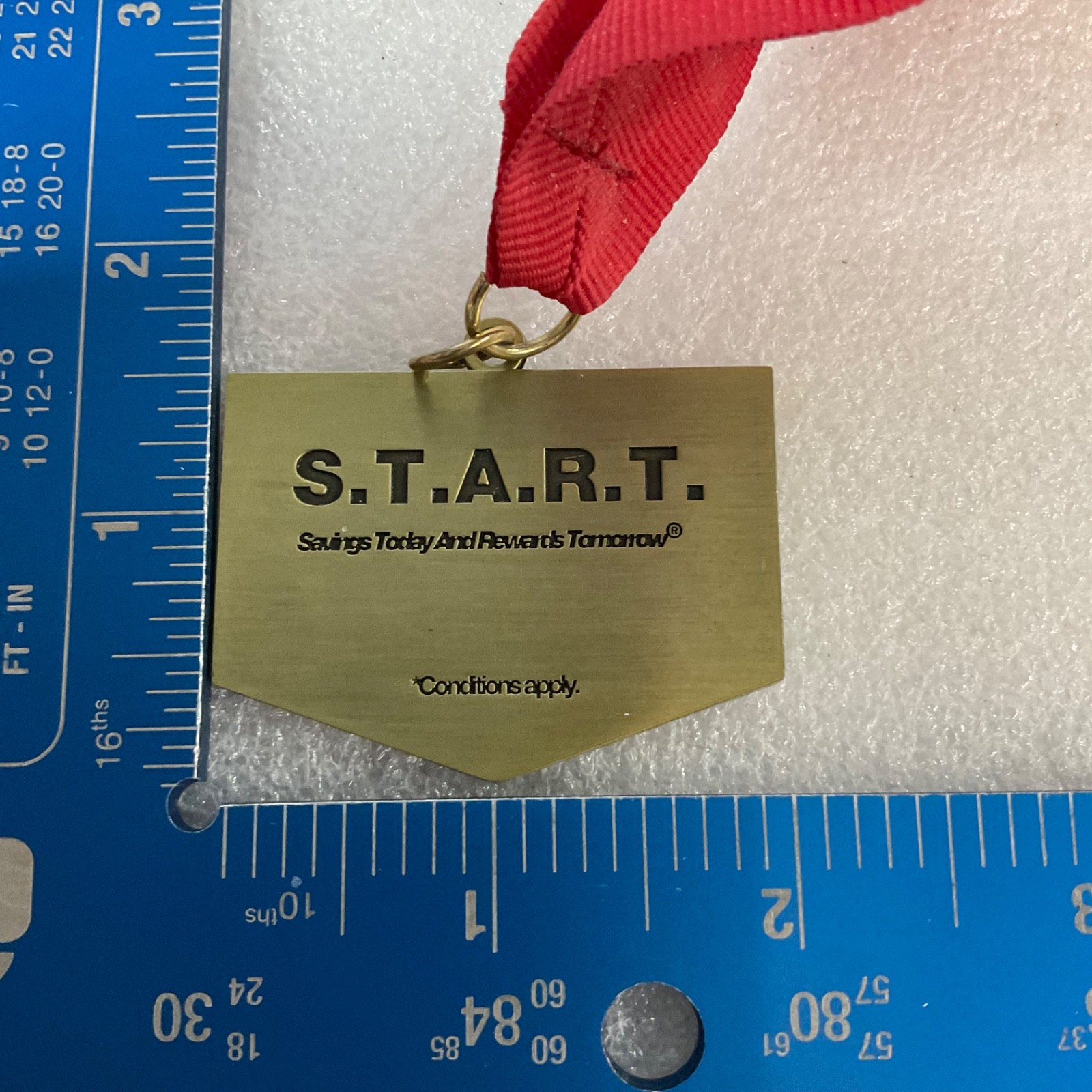 US Bank S.T.A.R.T. Advertising Medal 2.5 in Brass Tone w Red Ribbon - Image 5