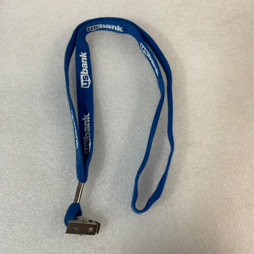 US Bank Blue Lanyard 18 in Neck Strap w Metal Badge Clip - Image 1