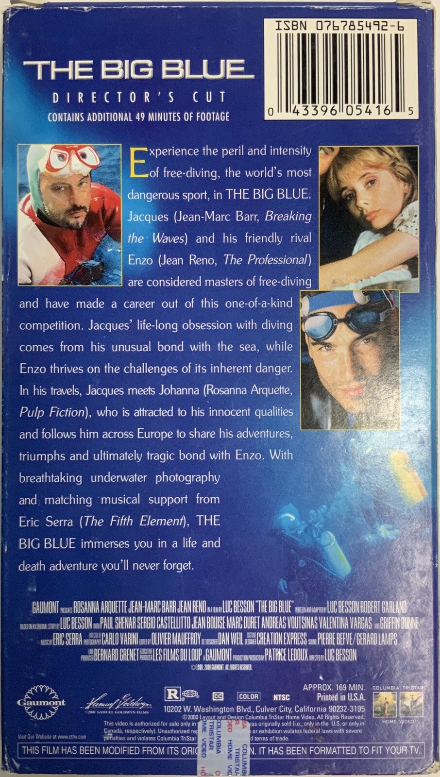 The Big Blue Director’s Cut VHS Luc Besson Rosanna Arquette Jean-Marc Barr - Image 2