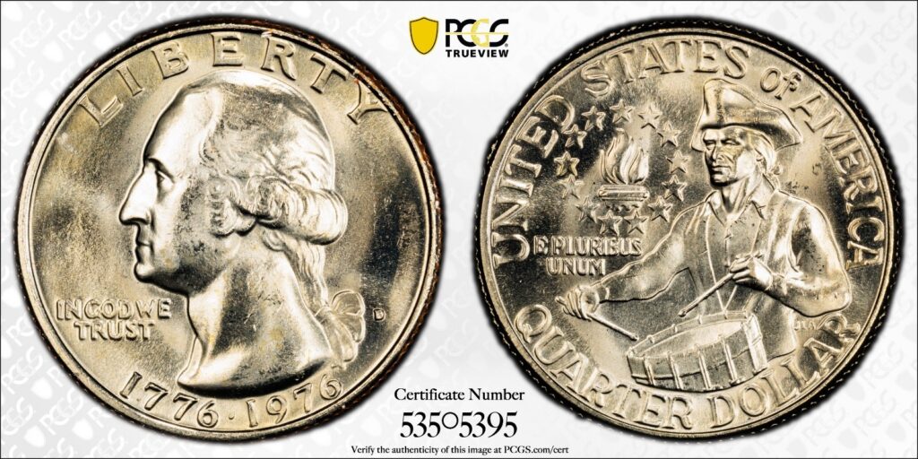 1976-D 25C PCGS MS65 Bicentennial Quarter Clad Cert#53505395 - Image 1