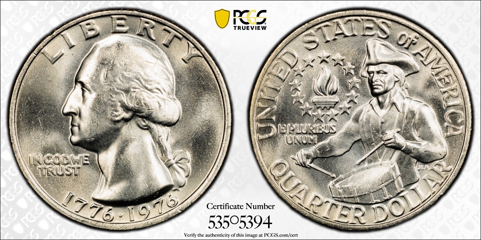 1976 25C Washington Quarter PCGS MS65 Clad Bicentennial Cert#53505394 - Image 1