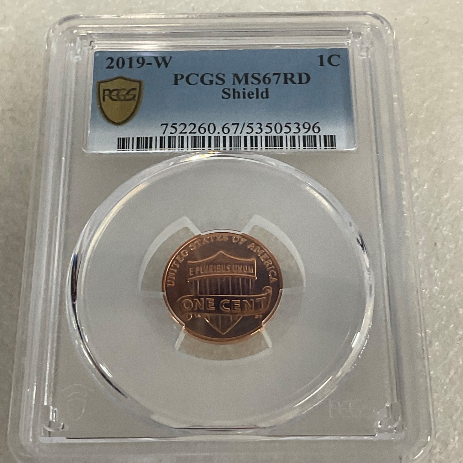 2019-W Lincoln Cent PCGS MS67RD Shield Gold Shield Cert#53505396 - Image 6