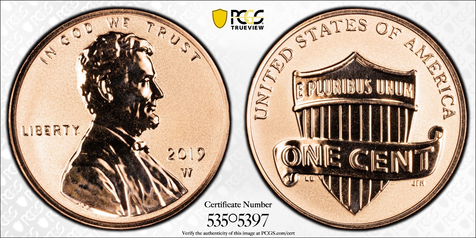 2019-W 1C Shield Reverse Proof PCGS PR69 Gold Shield Cert#53505397 - Image 1