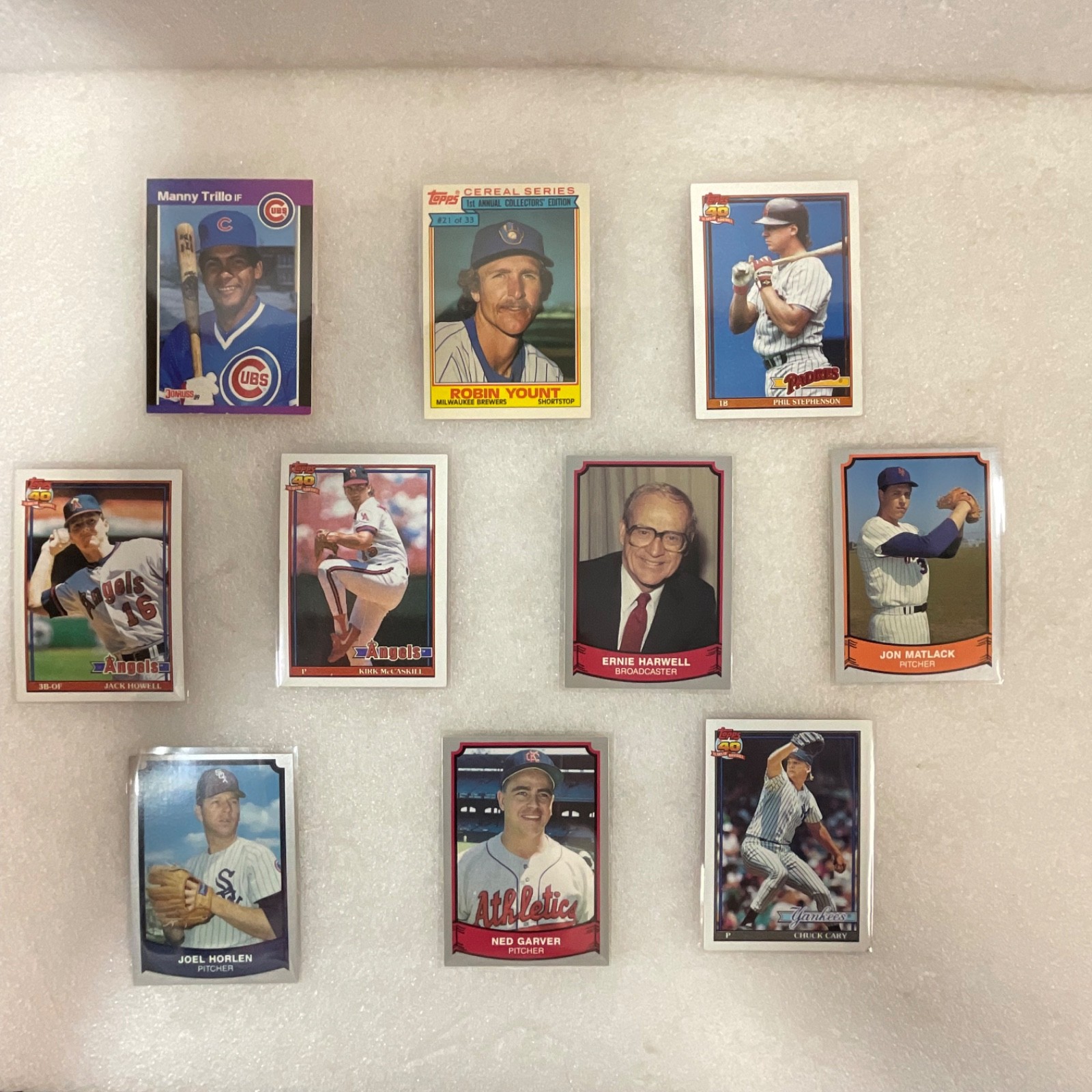 1989-1991 Baseball 10 Card Lot Yount Harwell Topps Donruss Pacific - Image 1