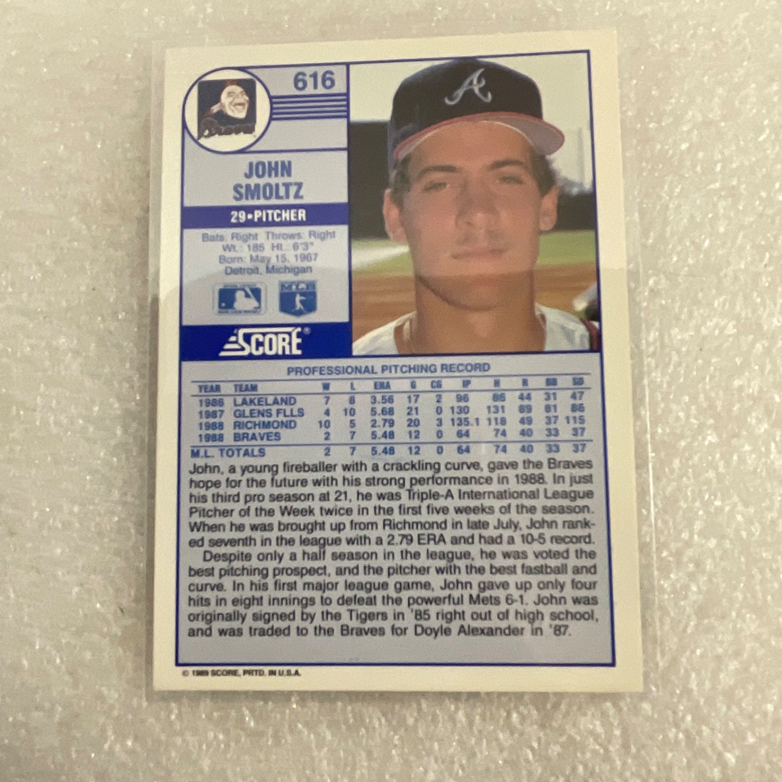 1988-1989 Score Donruss Baseball 10 Card Lot Smoltz Clark Rookie - Image 14