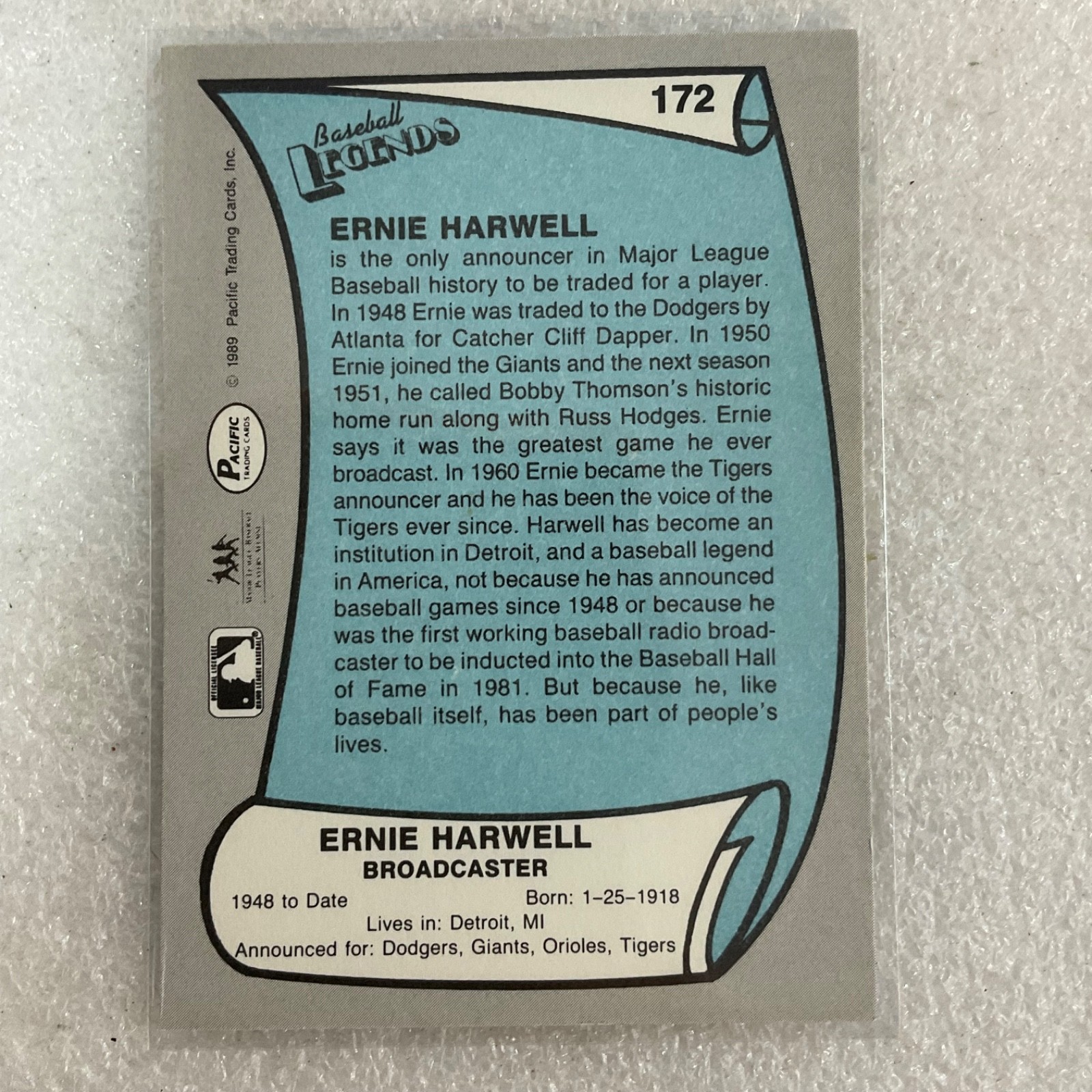1989-1991 Baseball 10 Card Lot Yount Harwell Topps Donruss Pacific - Image 18