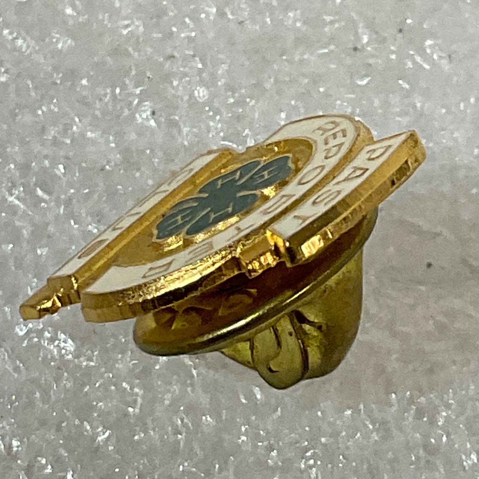 Vintage 4-H Past Reporter Club Pin Gold Tone Clover Emblem 0.75in 2.35g - Image 5