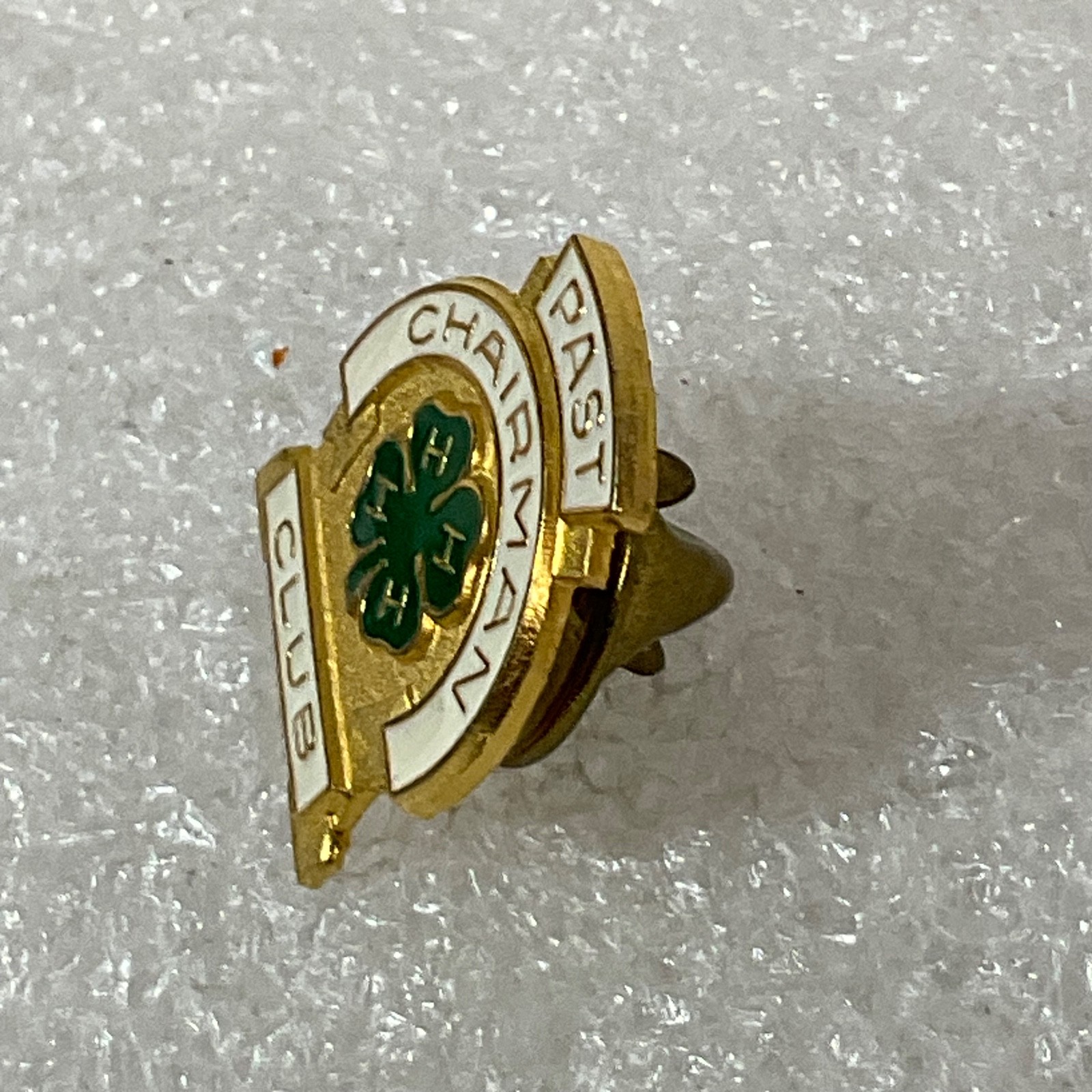 Vintage 4-H Past Chairman Club Pin Gold Tone Enamel Clover 0.75in Made in USA - Image 6