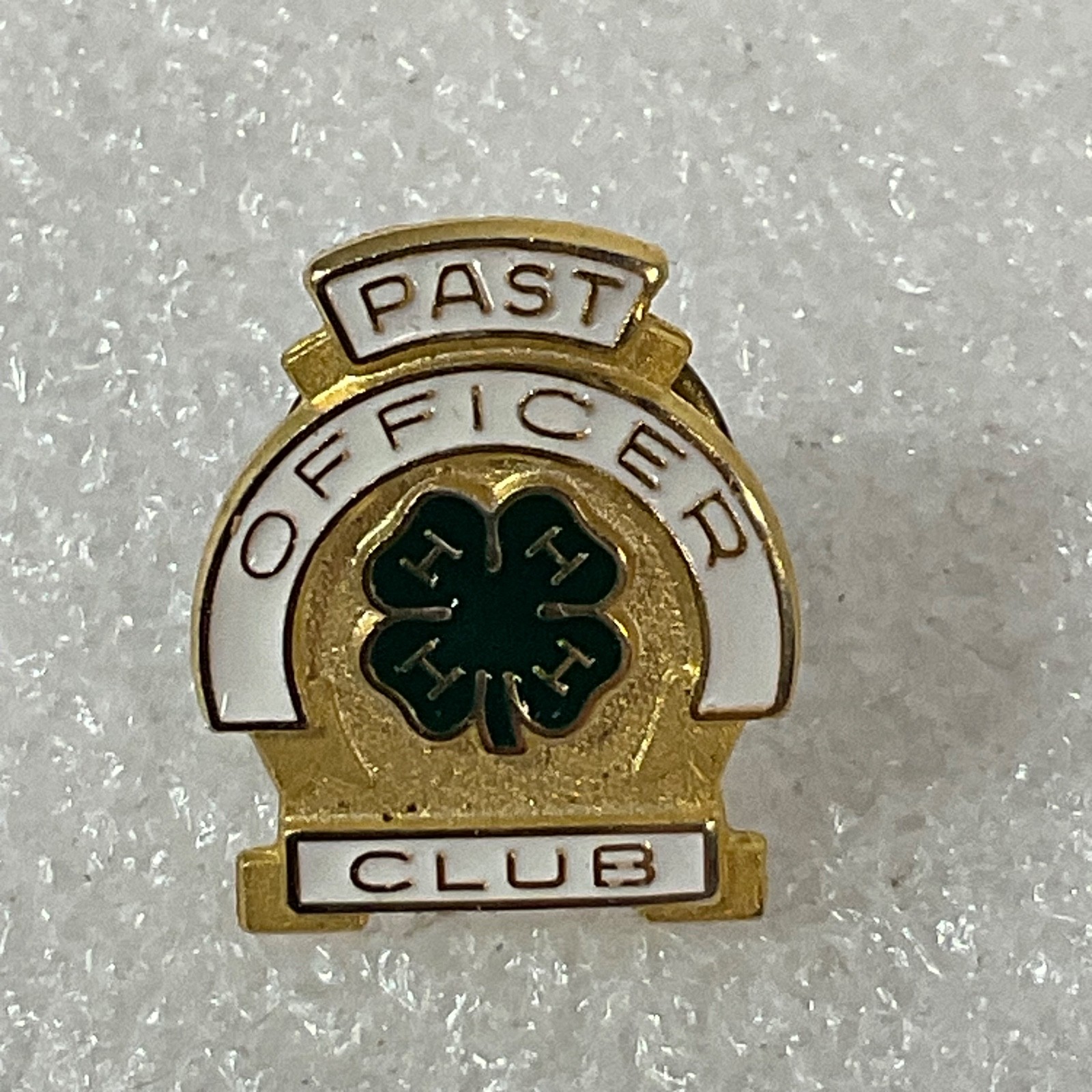 Vintage 4-H Past Officer Club Pin Gold Tone Clover Emblem Leadership Award - Image 1