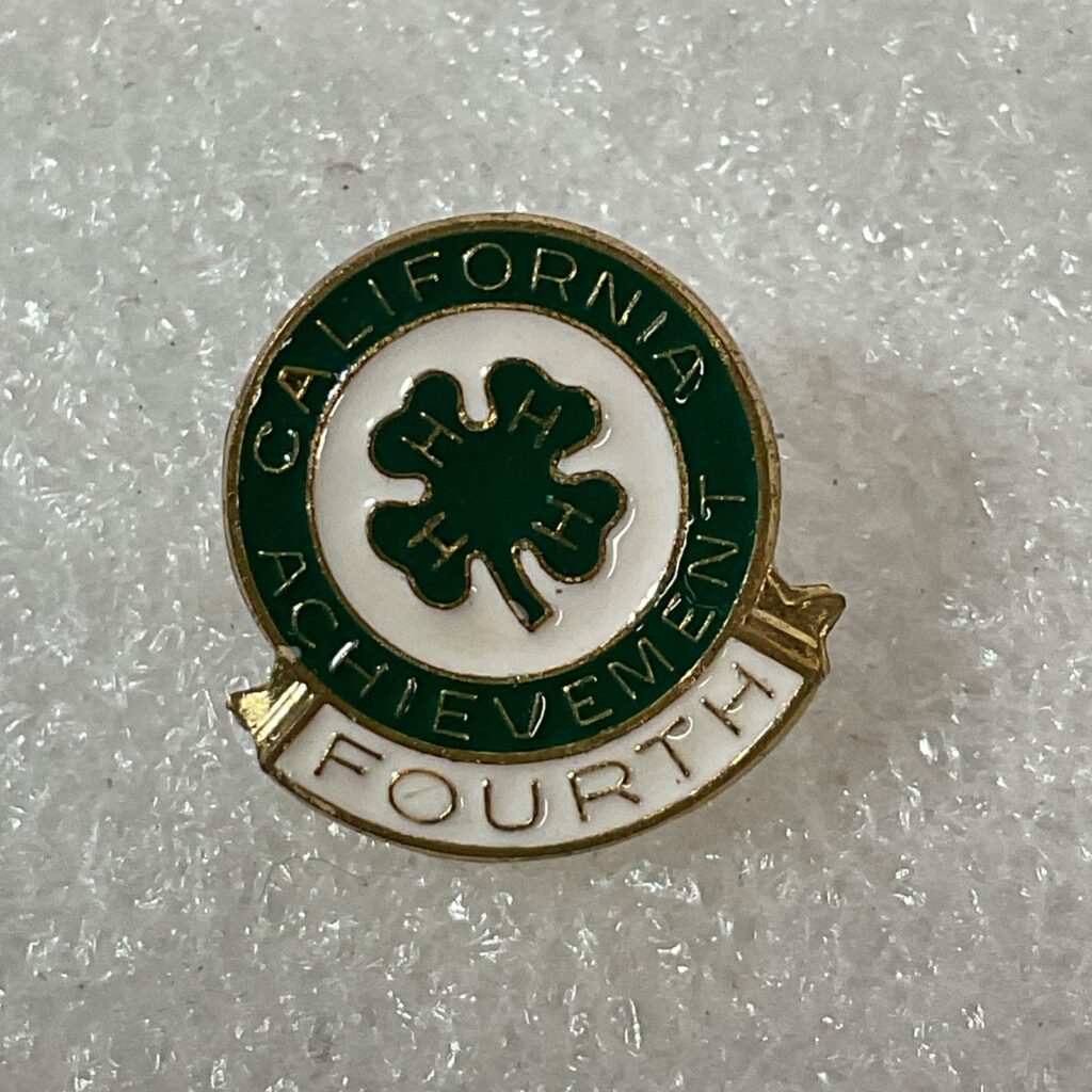Vintage 4-H California Achievement Fourth Pin Green White Enamel 0.75in 3.12g - Image 1