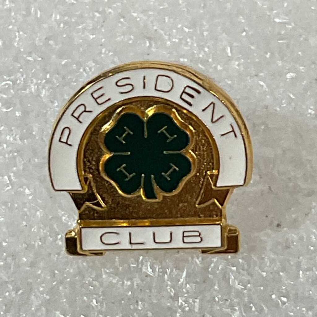 Vintage 4-H President Club Pin Gold Tone Clover Enamel Lapel 0.75in 2.14g - Image 1