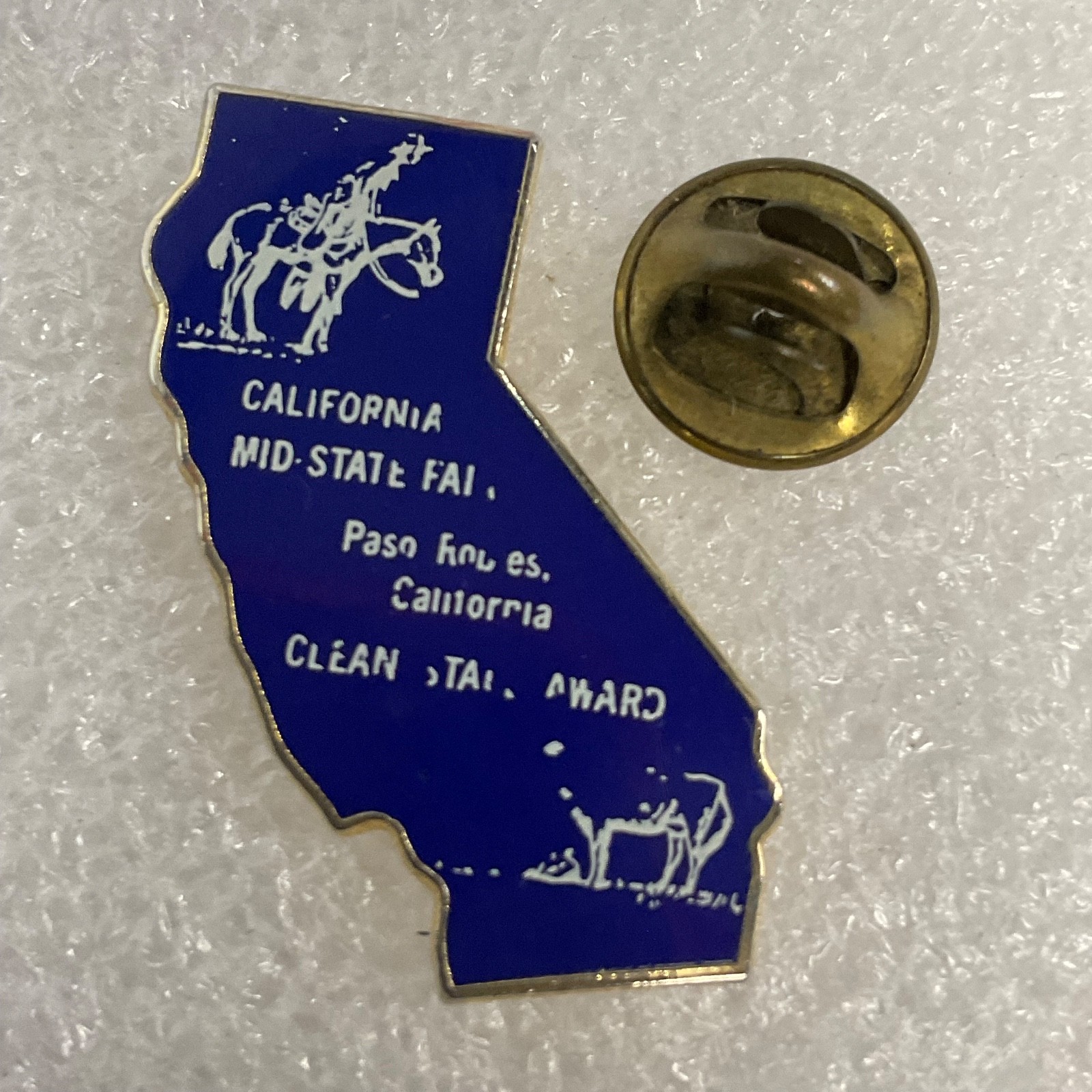 Vintage California Mid-State Fair Clean Stall Award Pin Paso Robles Blue Enamel - Image 1