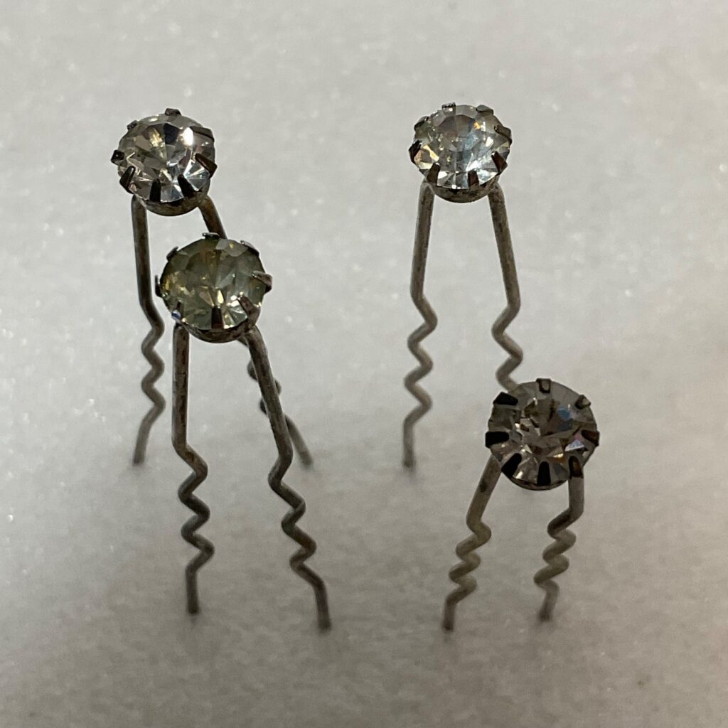 Vintage 3in Rhinestone Hairpins Lot of 4 Silver Tone Bridal or Formal Updo Acces - Image 1