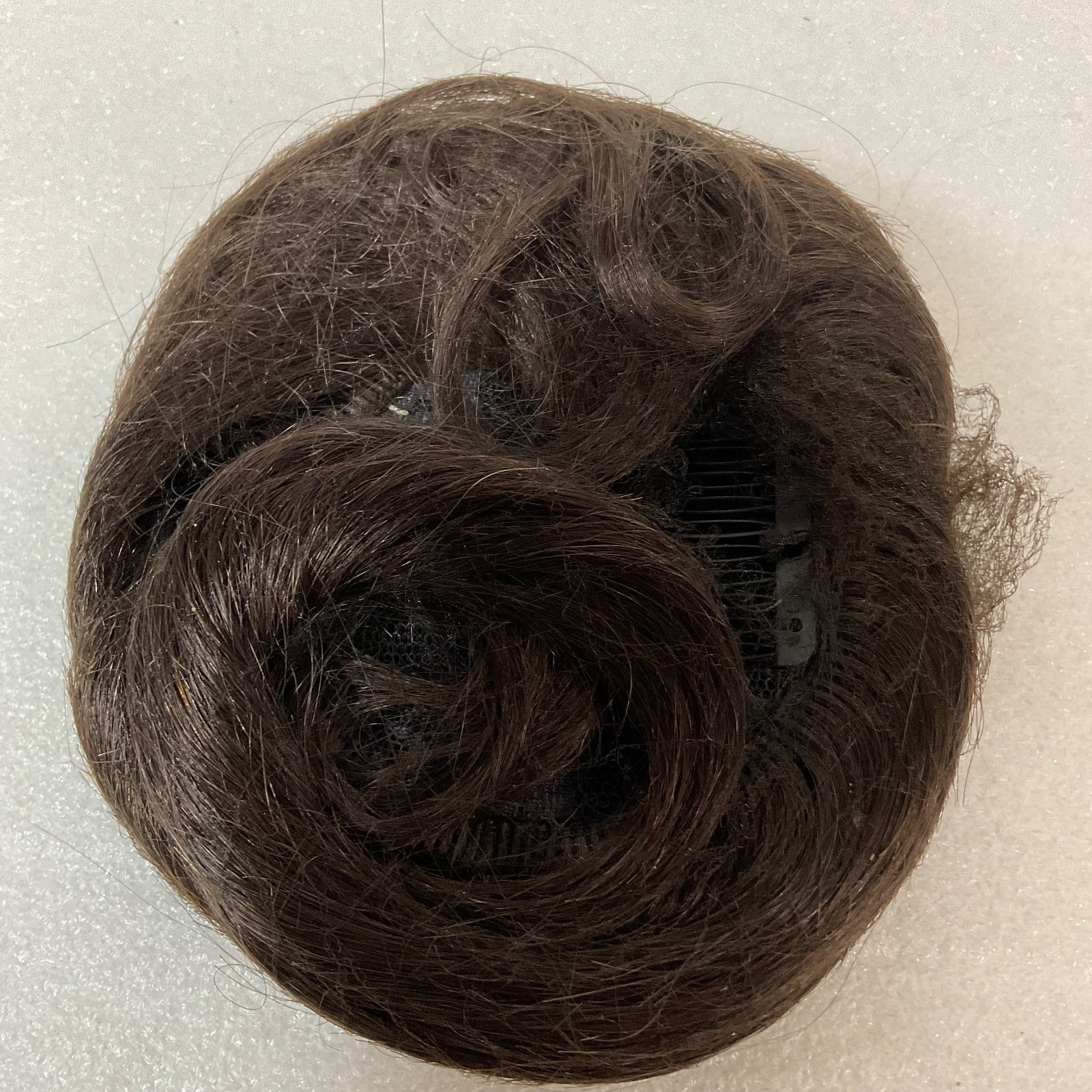 6in Dark Brown Human Hair Bun Extension Clip-In Hairpiece Natural Look - Image 2