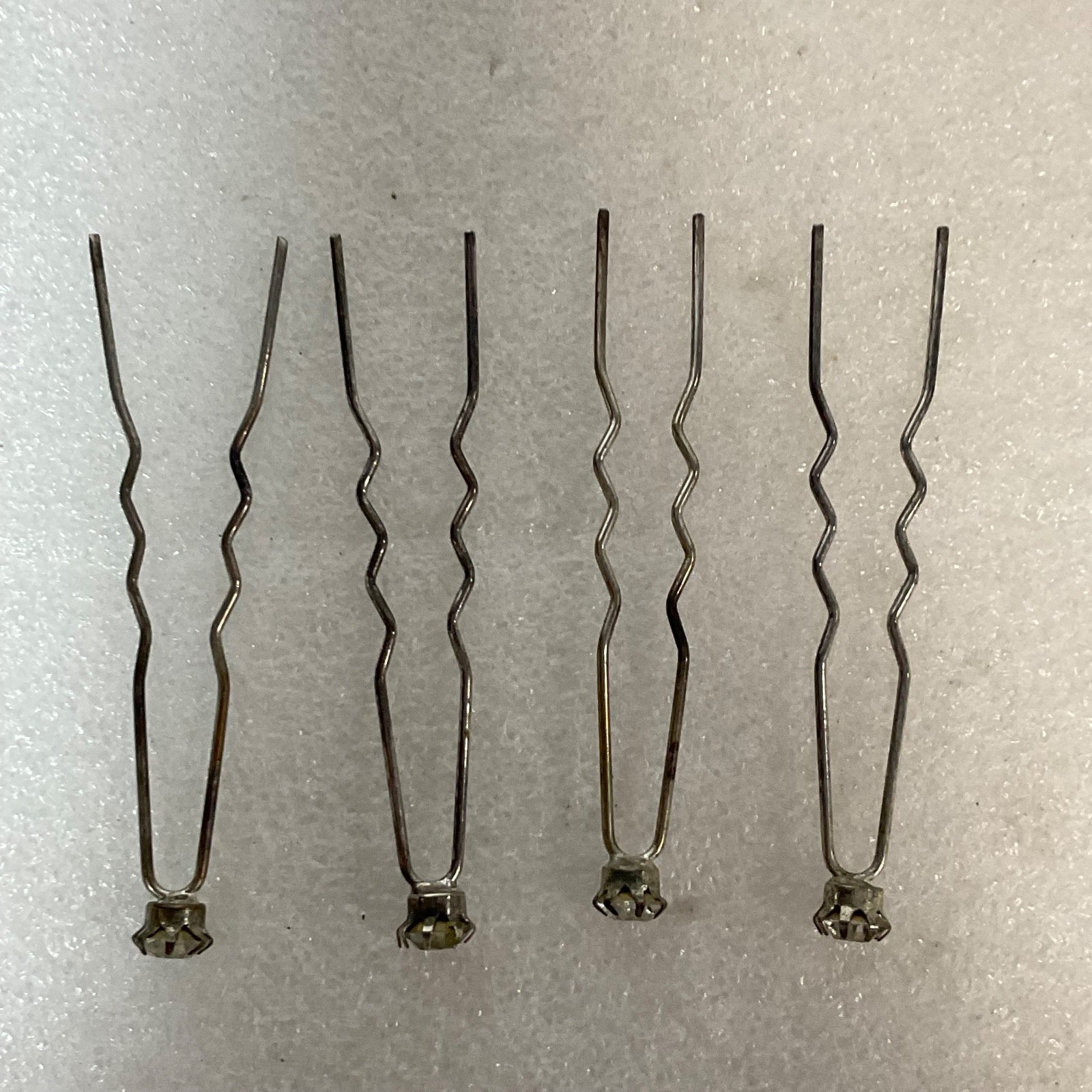 Vintage 3in Rhinestone Hairpins Lot of 4 Silver Tone Bridal or Formal Updo Acces - Image 3