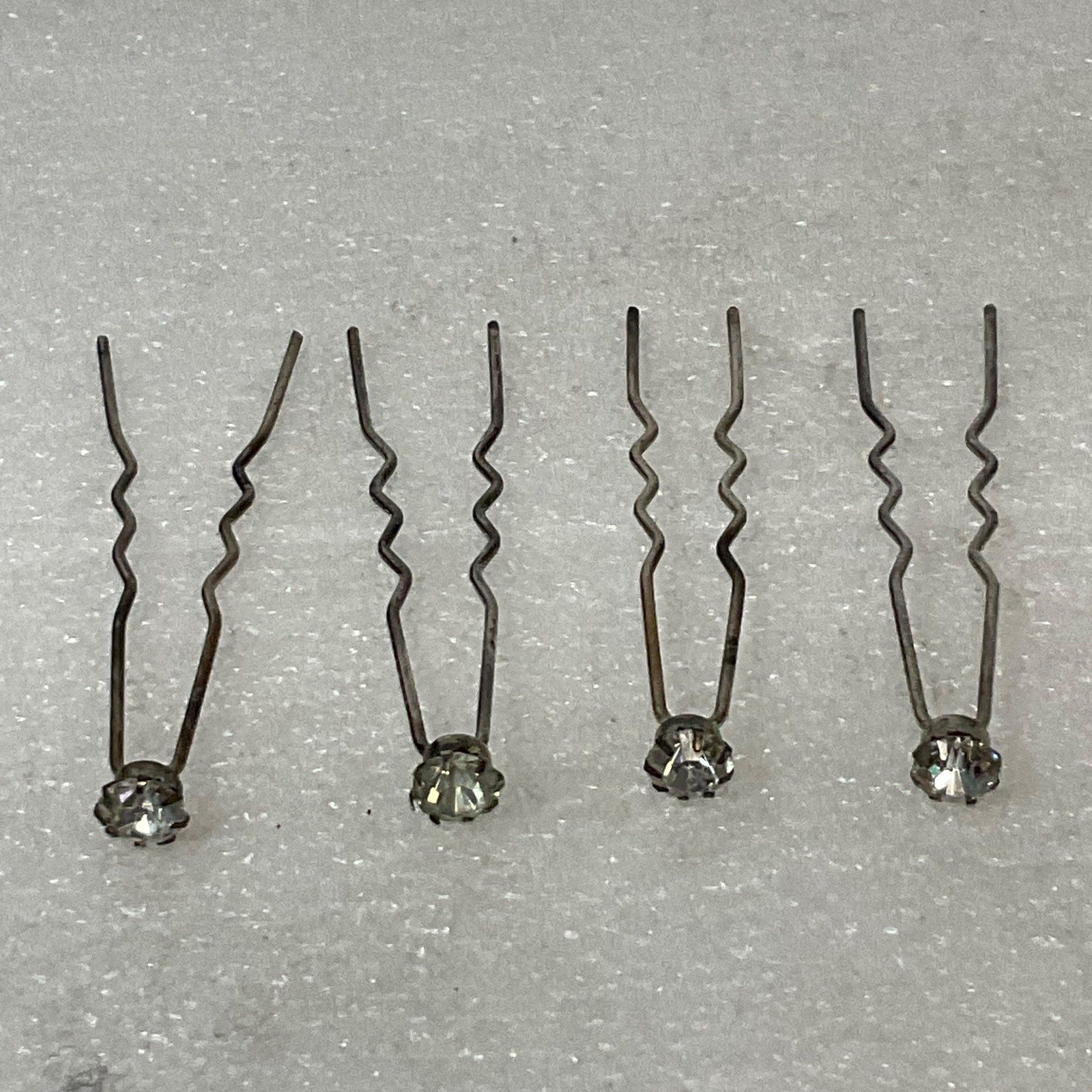 Vintage 3in Rhinestone Hairpins Lot of 4 Silver Tone Bridal or Formal Updo Acces - Image 2