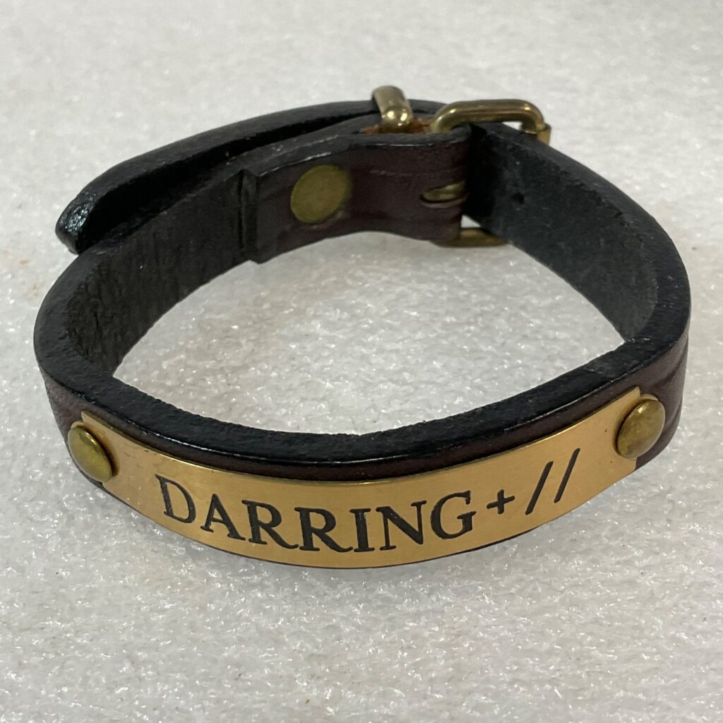 Tory Darring+ Leather Bracelet 6.5in Brown Brass Plate Buckle Closure Unisex - Image 1