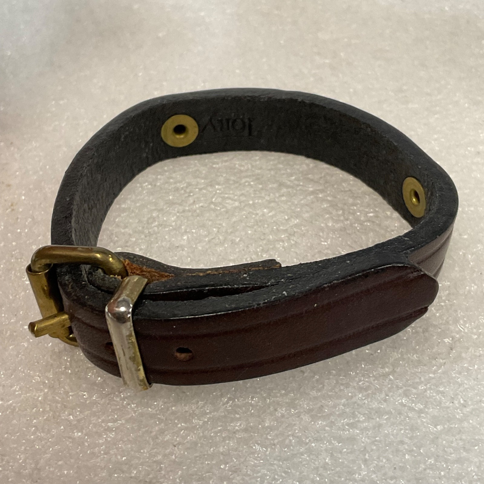Tory Darring+ Leather Bracelet 6.5in Brown Brass Plate Buckle Closure Unisex - Image 6
