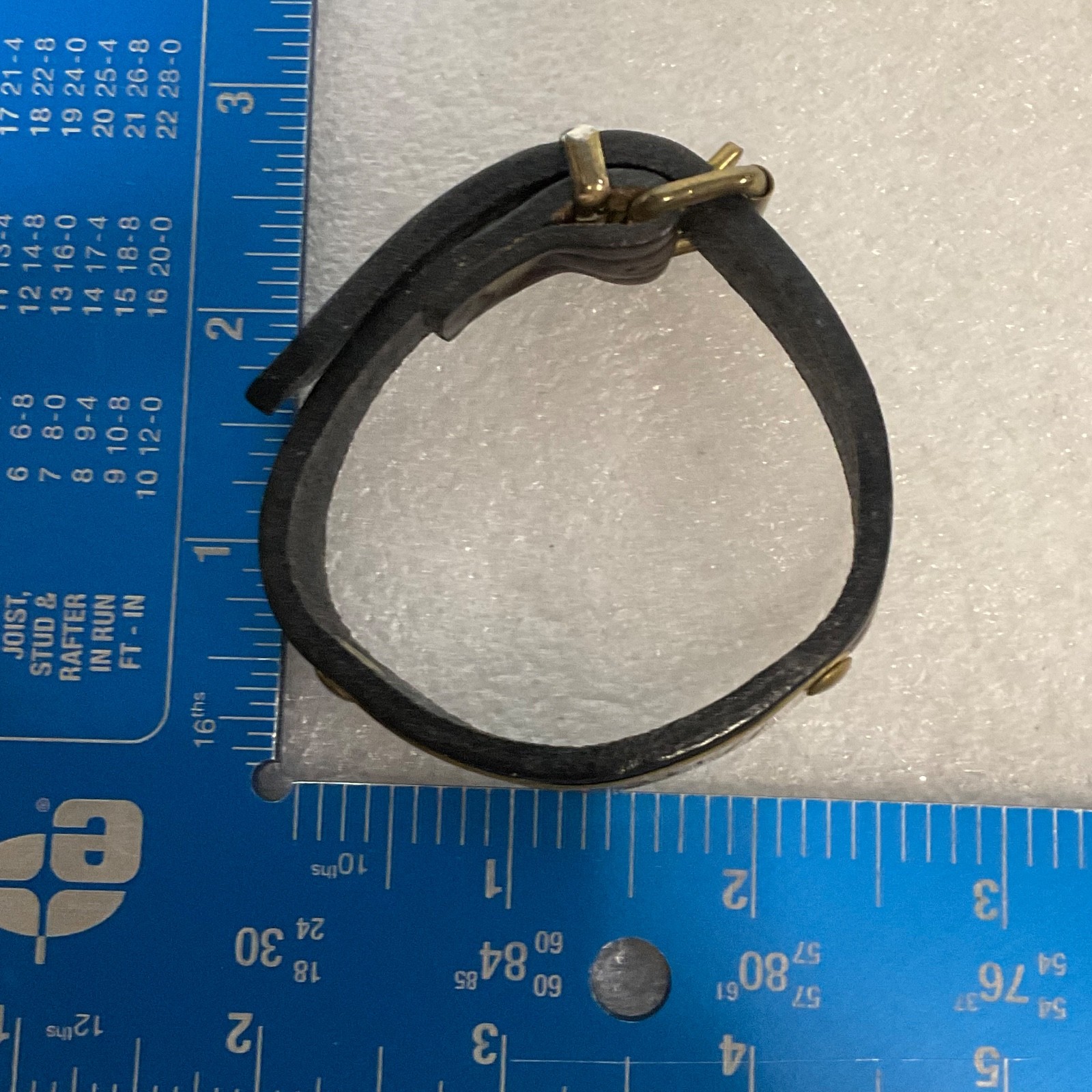 Tory Darring+ Leather Bracelet 6.5in Brown Brass Plate Buckle Closure Unisex - Image 11