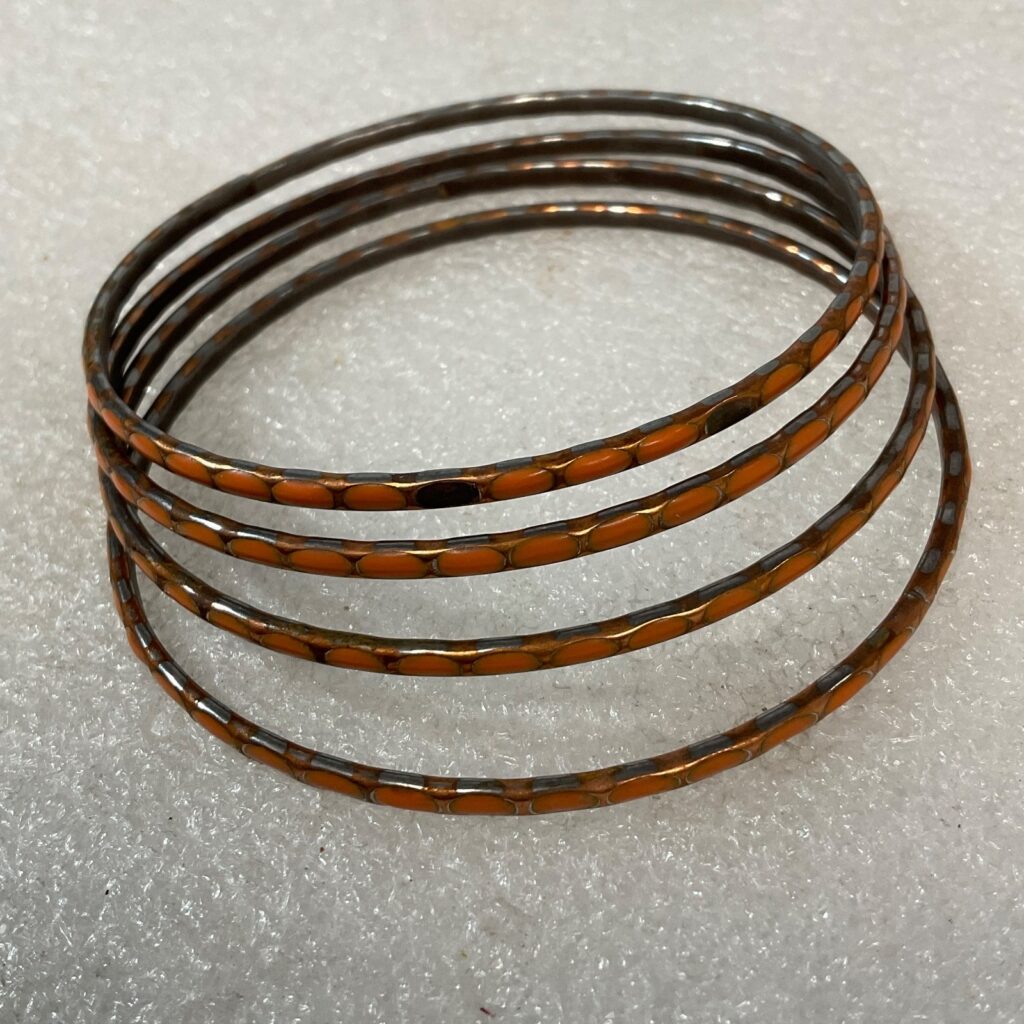 8in Brown Enamel Bangle Bracelet Lot of 4 Lightweight Stacked Fashion Jewelry - Image 1