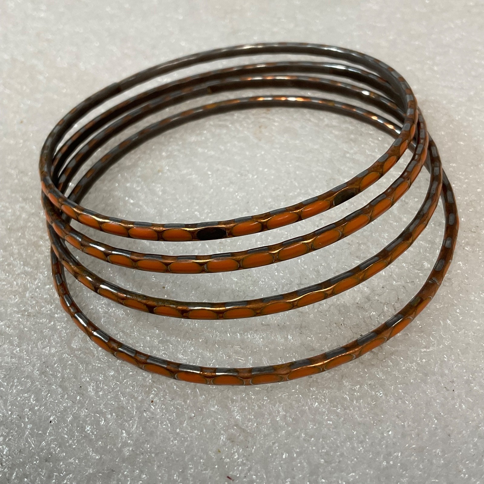 8in Brown Enamel Bangle Bracelet Lot of 4 Lightweight Stacked Fashion Jewelry - Image 1
