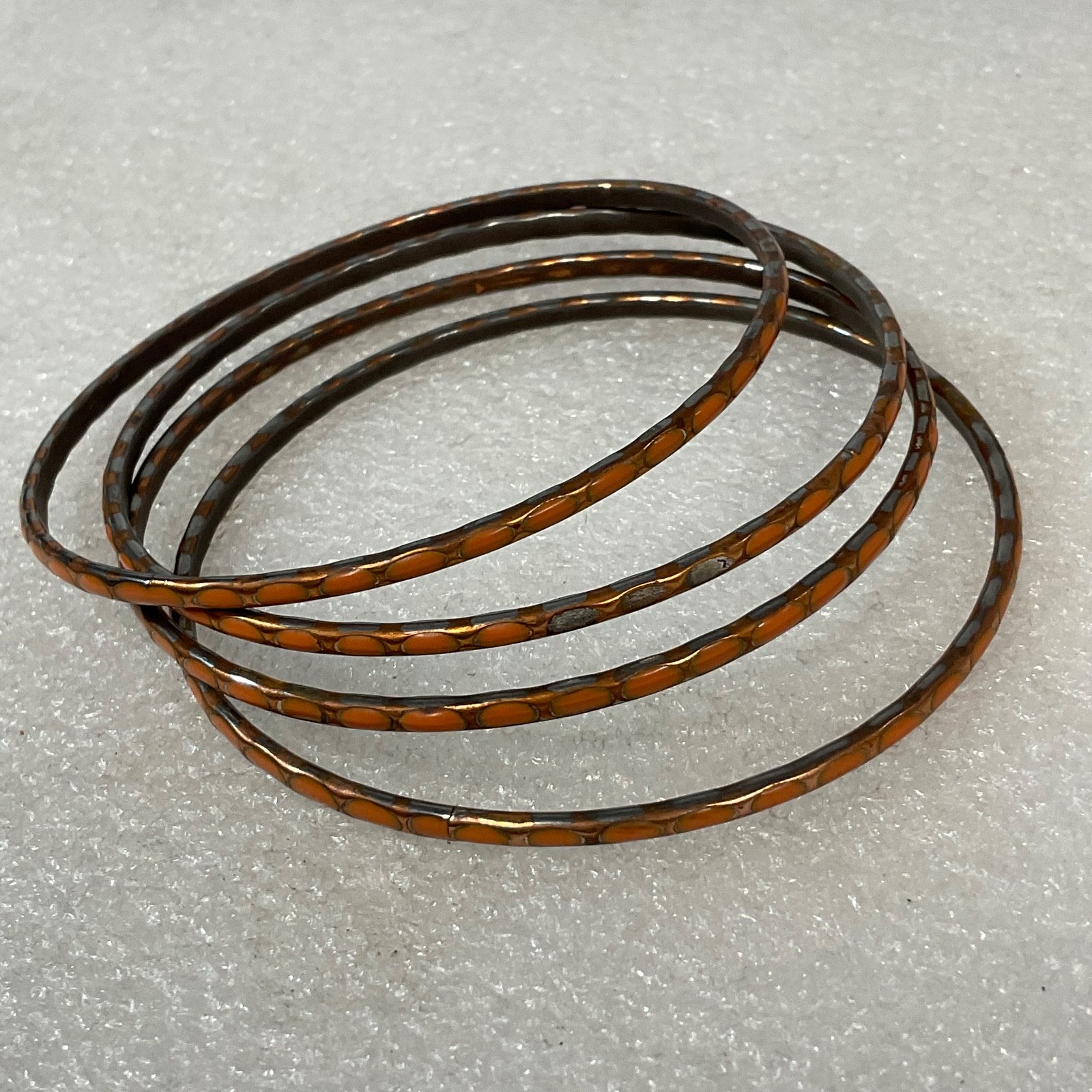 8in Brown Enamel Bangle Bracelet Lot of 4 Lightweight Stacked Fashion Jewelry - Image 2