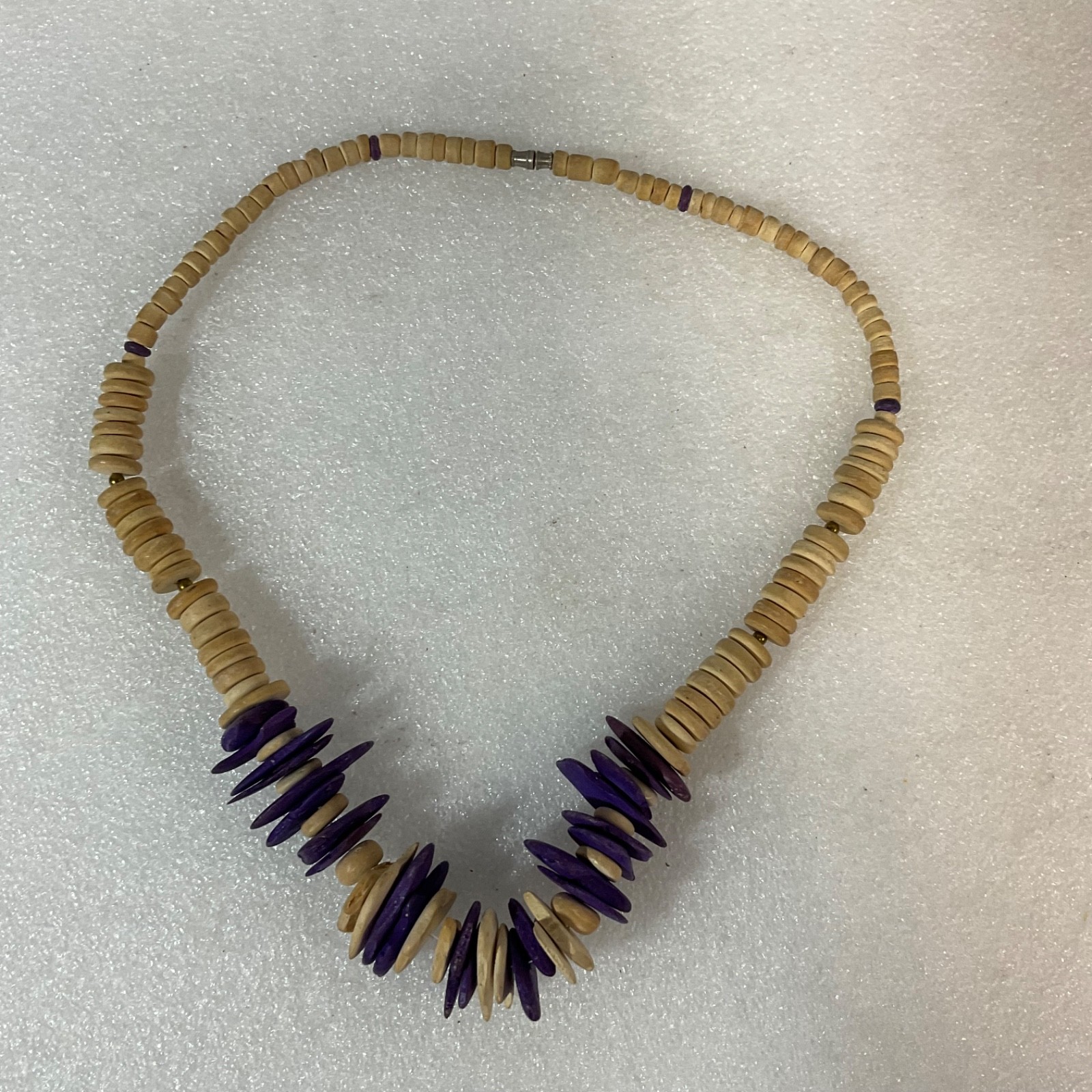 19in Wood Bead Necklace Purple Disc Accent Barrel Clasp - Image 2