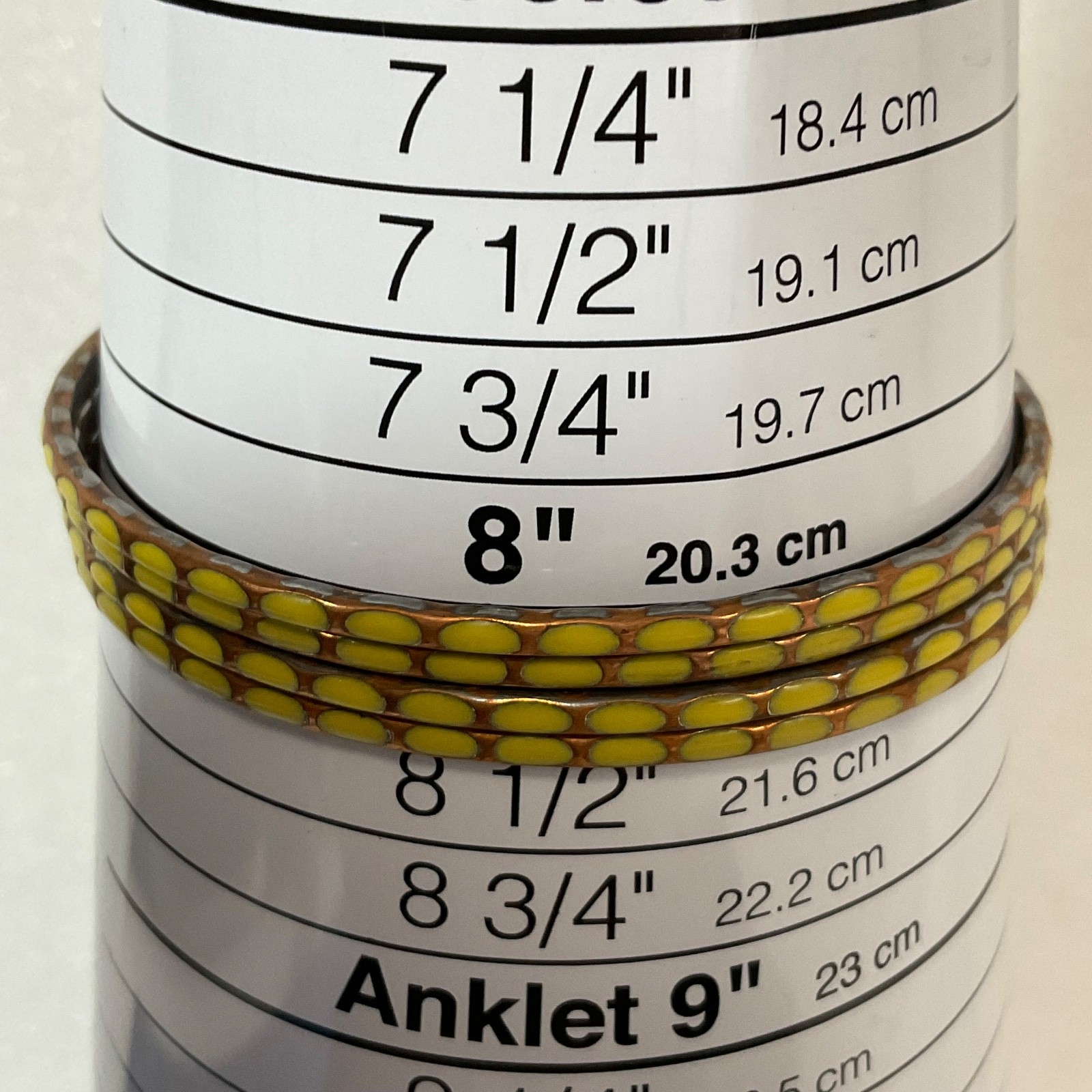 8in Yellow Brown Enamel Bangle Bracelet Lot of 4 Lightweight Stackable Jewelry - Image 2