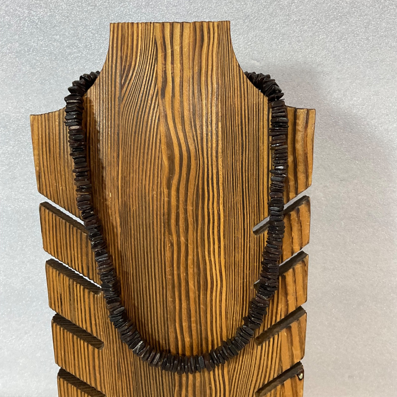 20in Brown Heishi Bead Necklace Disk Strand w Barrel Clasp 66.29g - Image 4