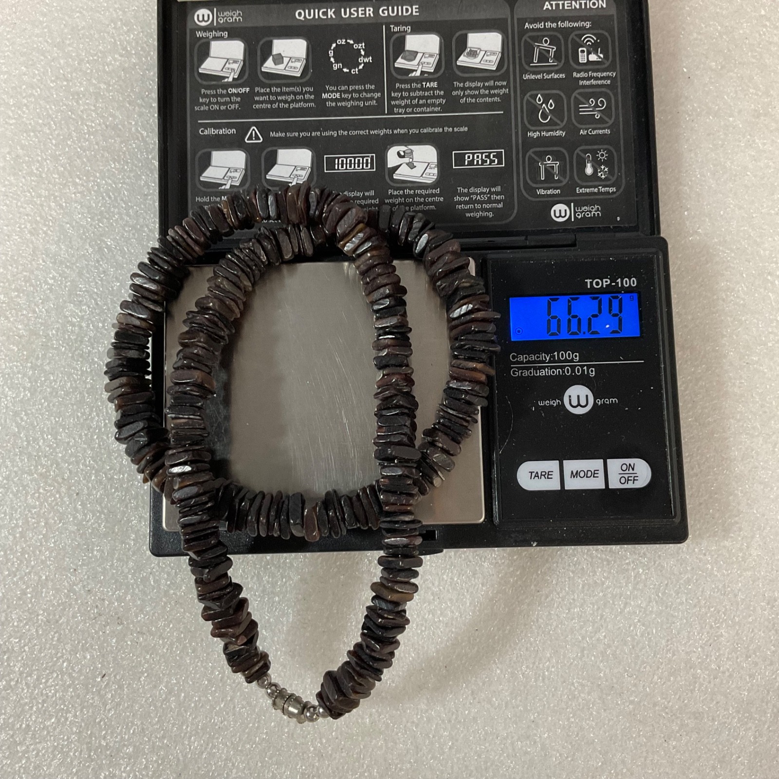 20in Brown Heishi Bead Necklace Disk Strand w Barrel Clasp 66.29g - Image 9