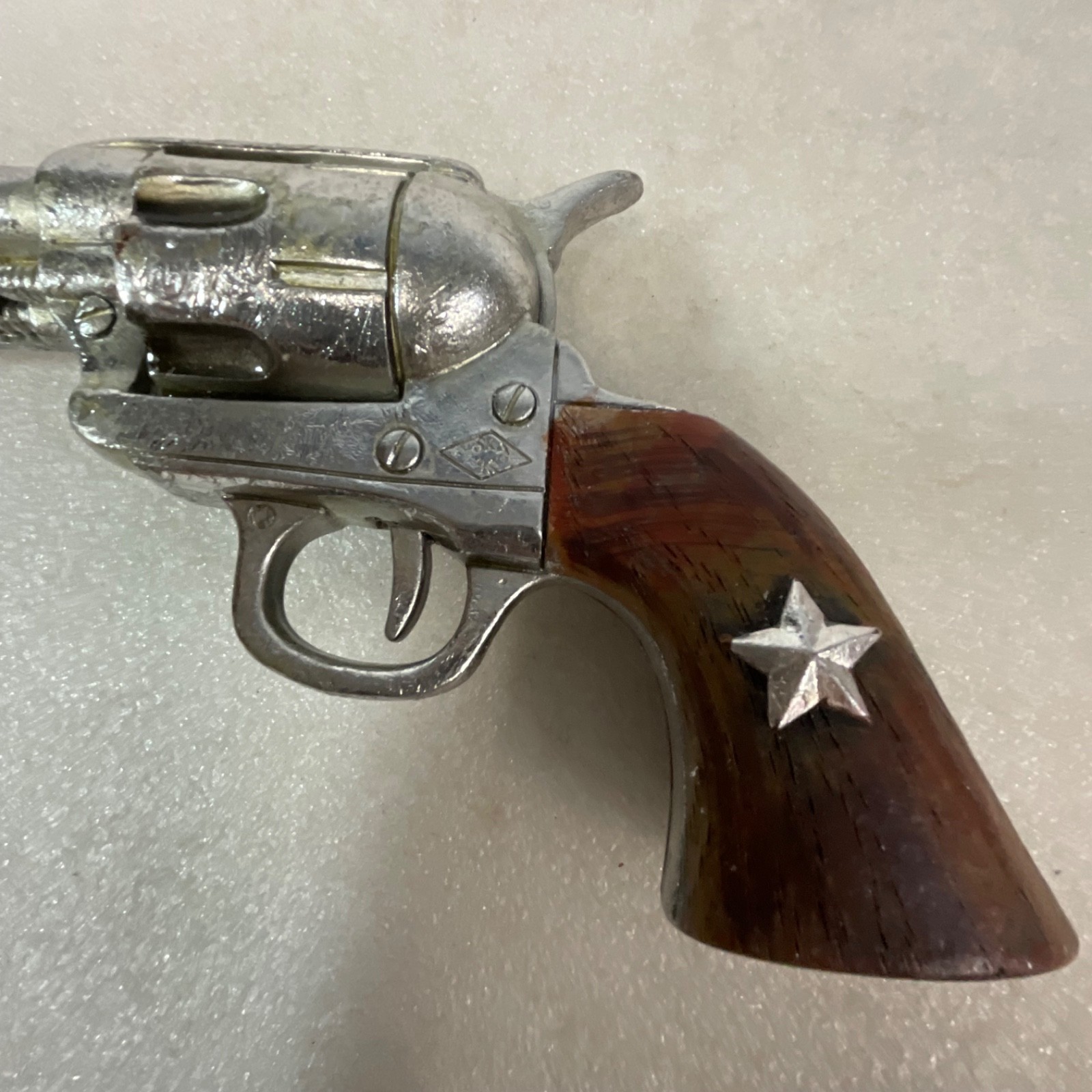 Handmade Painted Wooden Western Revolver Folk Art Display 12 in - Image 6