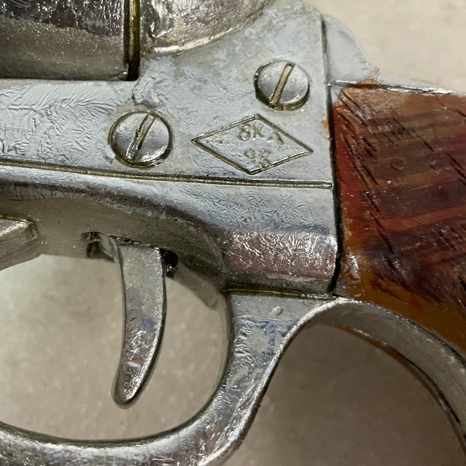 Handmade Painted Wooden Western Revolver Folk Art Display 12 in - Image 7