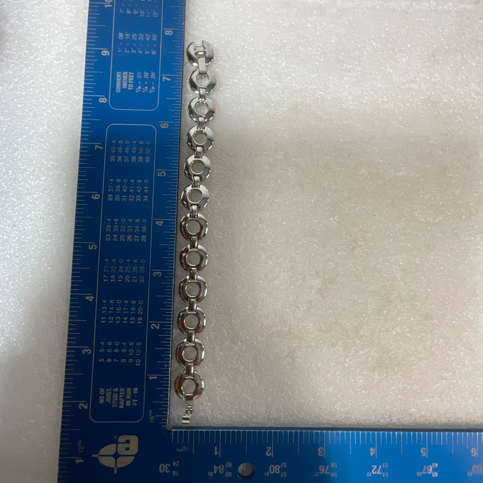 7in Silver Tone Circle Link Bracelet 36.68g Modern Geometric Design Jewelry - Image 13
