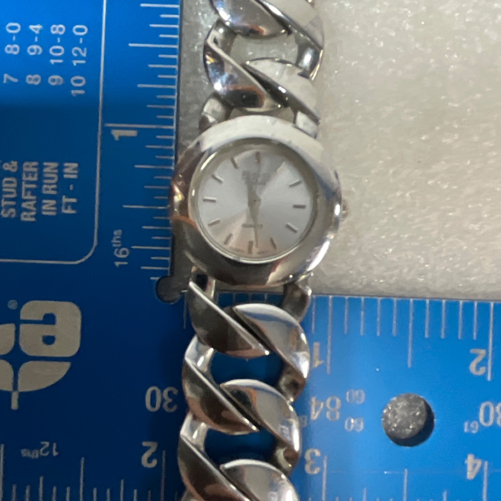 Figaro Couture Quartz Watch 6.5in Stainless Steel Bracelet 65.8g Battery New - Image 9