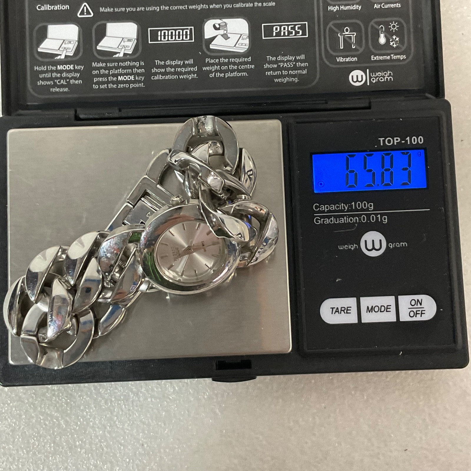 Figaro Couture Quartz Watch 6.5in Stainless Steel Bracelet 65.8g Battery New - Image 13