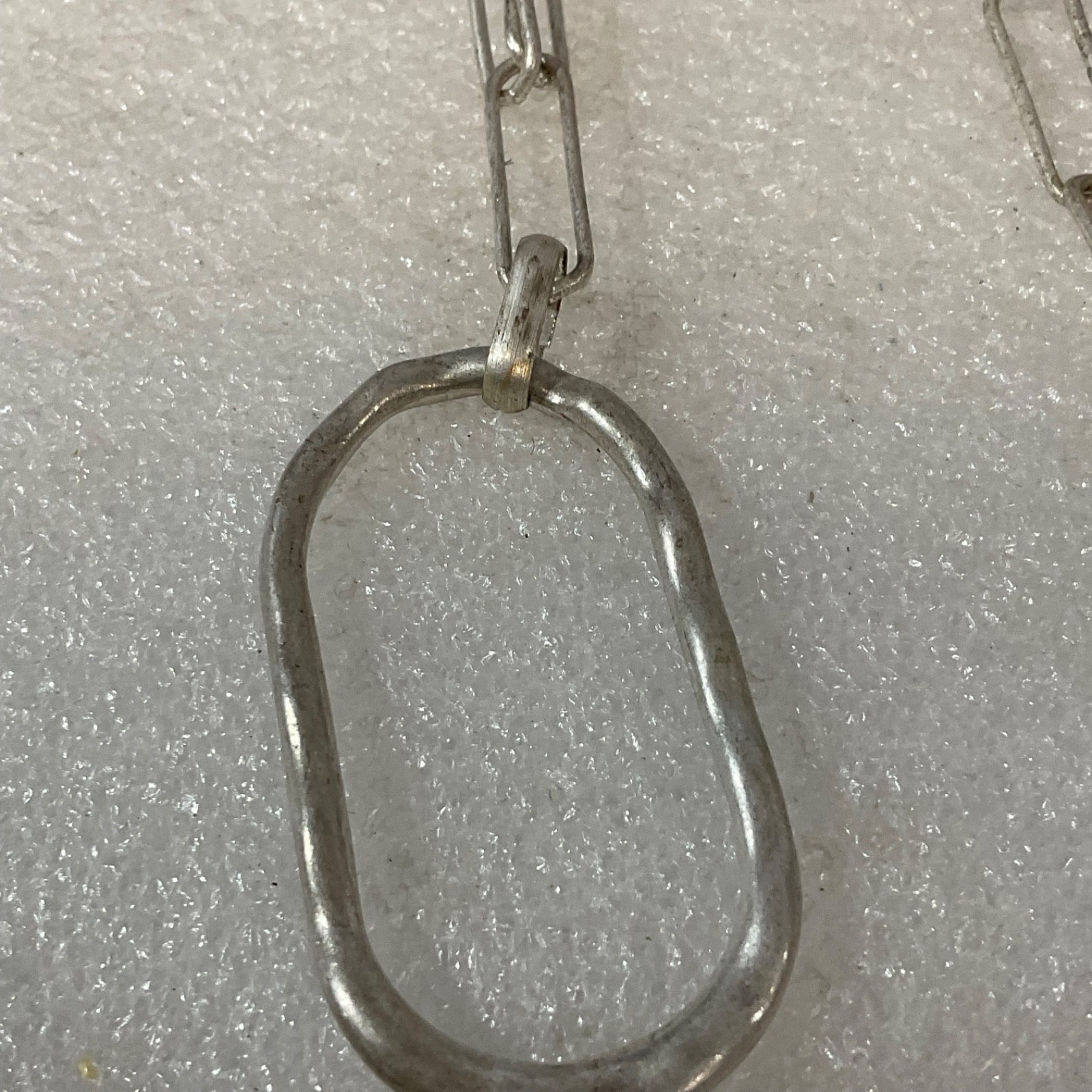 28in Silver Tone Paperclip Chain Necklace w Oval Pendant - Image 9