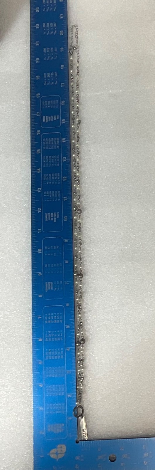 40in Silver Tone Bead Chain Necklace Faith Bar Pendant - Image 5