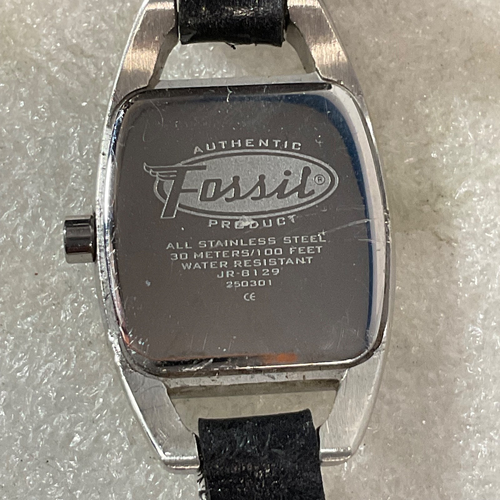Fossil JR-8129 Men’s Watch 6in Black Leather Band Silver Case Date Display - Image 8