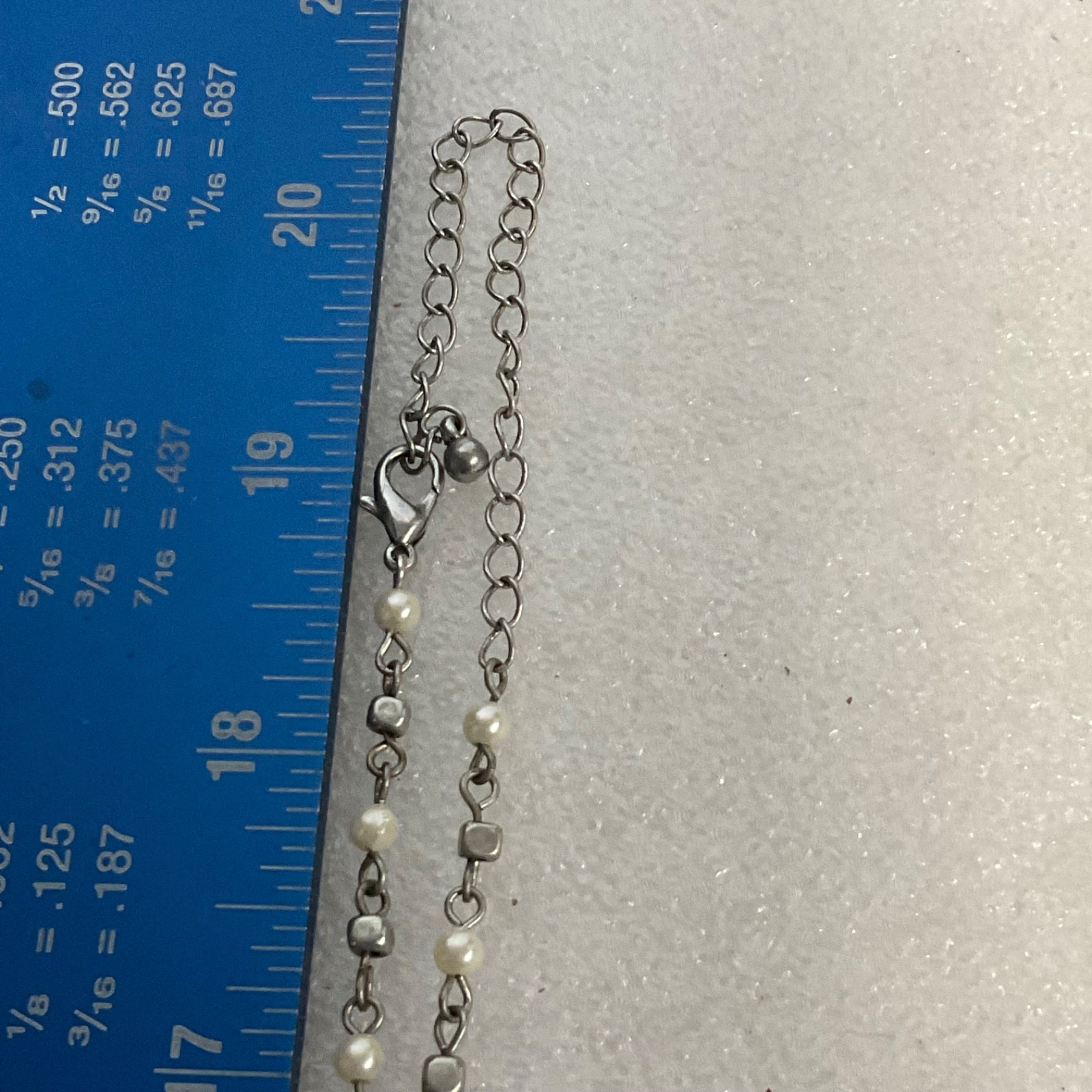 40in Silver Tone Bead Chain Necklace Faith Bar Pendant - Image 10