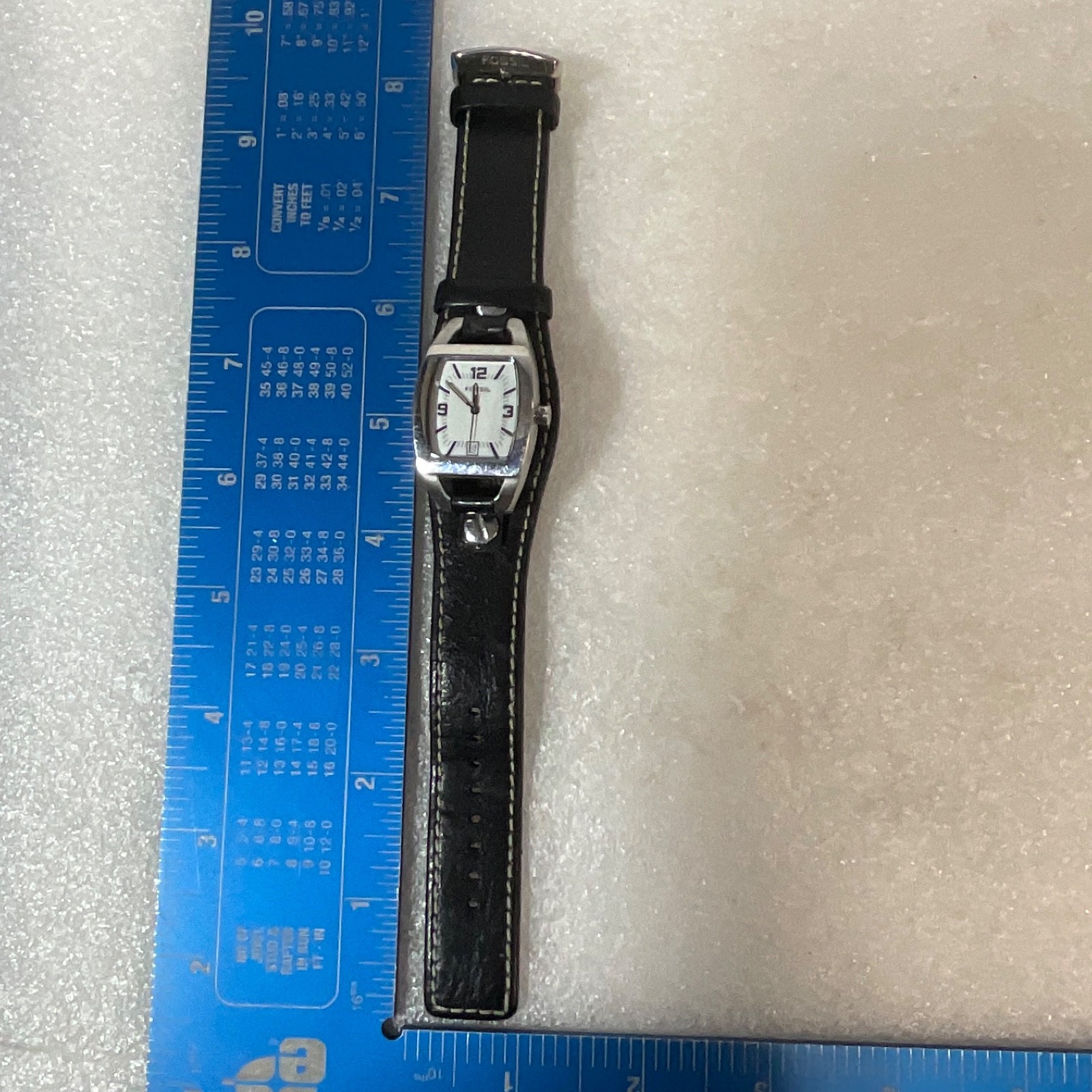 Fossil JR-8129 Men’s Watch 6in Black Leather Band Silver Case Date Display - Image 11