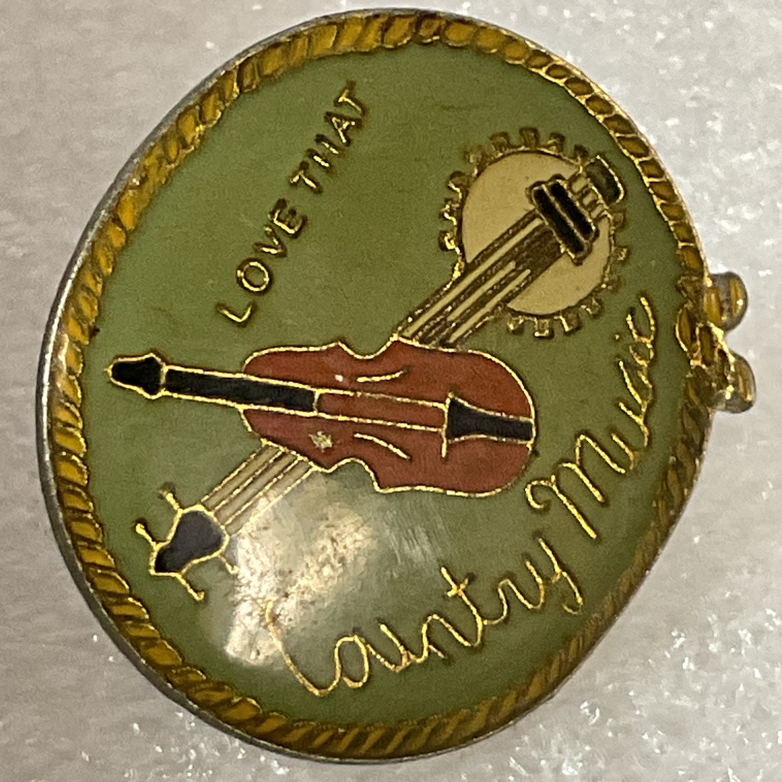 Love That Country Music Banjo & Fiddle Vtg 1” Pin Pinback GnuCollectibles - Image 9