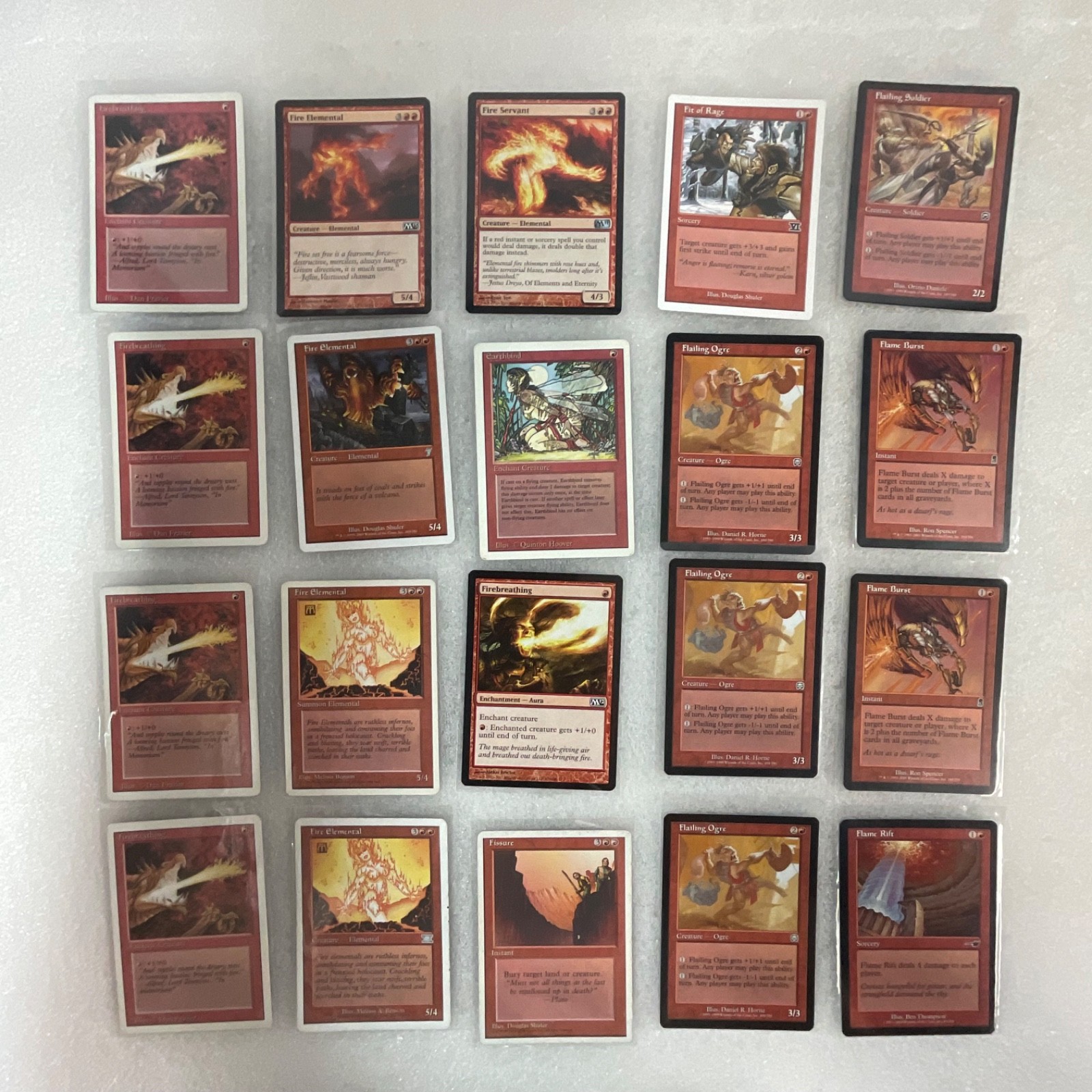MTG 20 Card Red Lot Fire Elemental Firebreathing Mixed Sets - Image 1