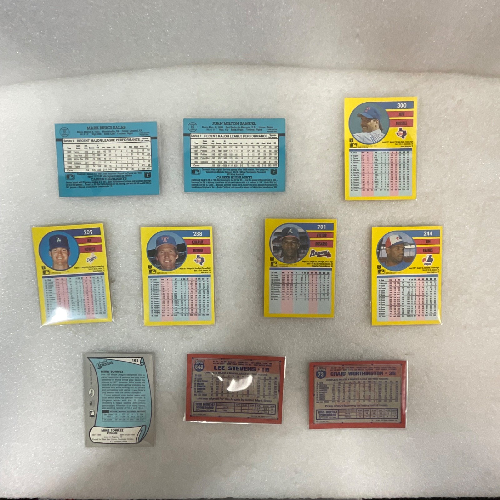 1989-1991 MLB Baseball 10 Card Lot Tim Raines Samuel Fleer Topps - Image 2