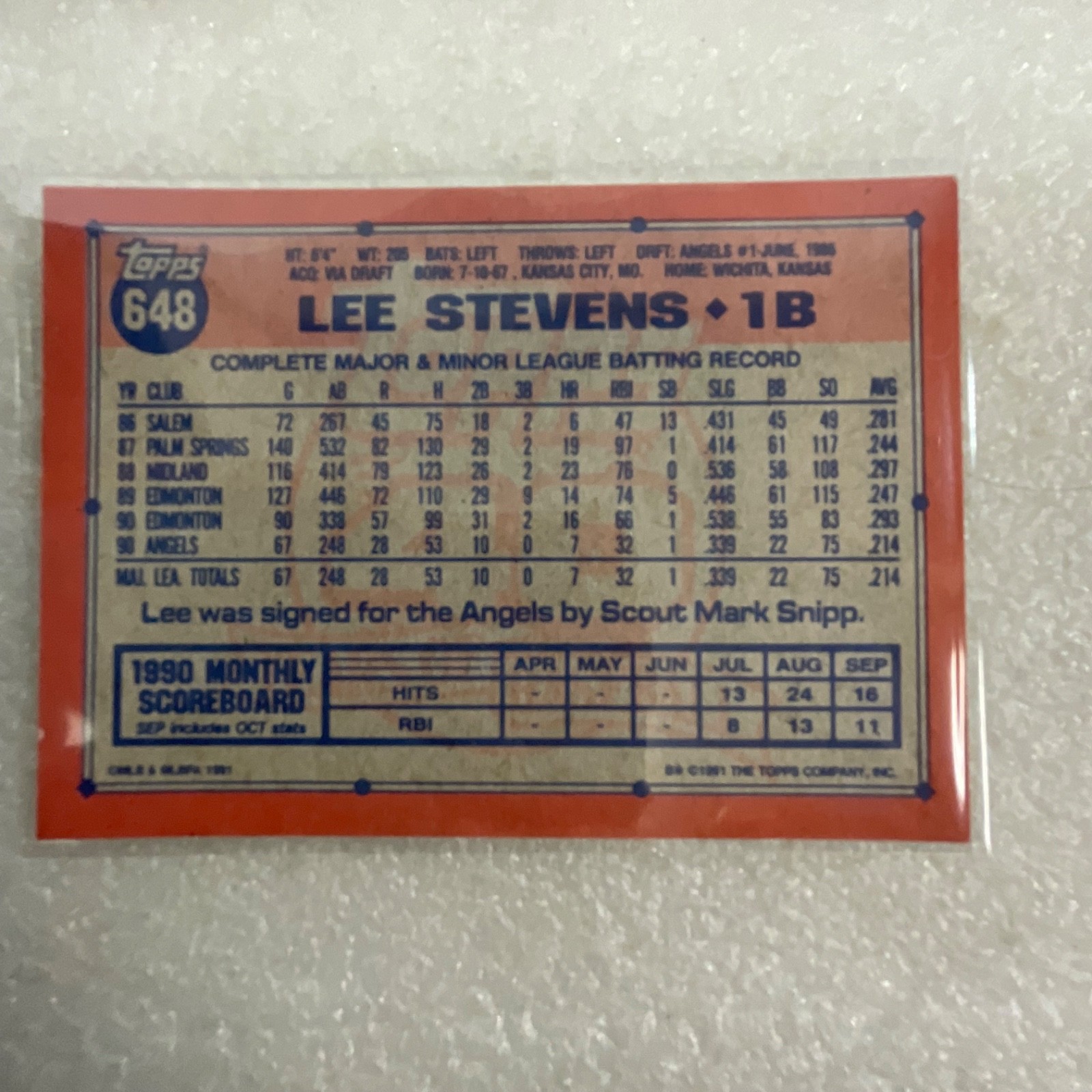 1989-1991 MLB Baseball 10 Card Lot Tim Raines Samuel Fleer Topps - Image 21