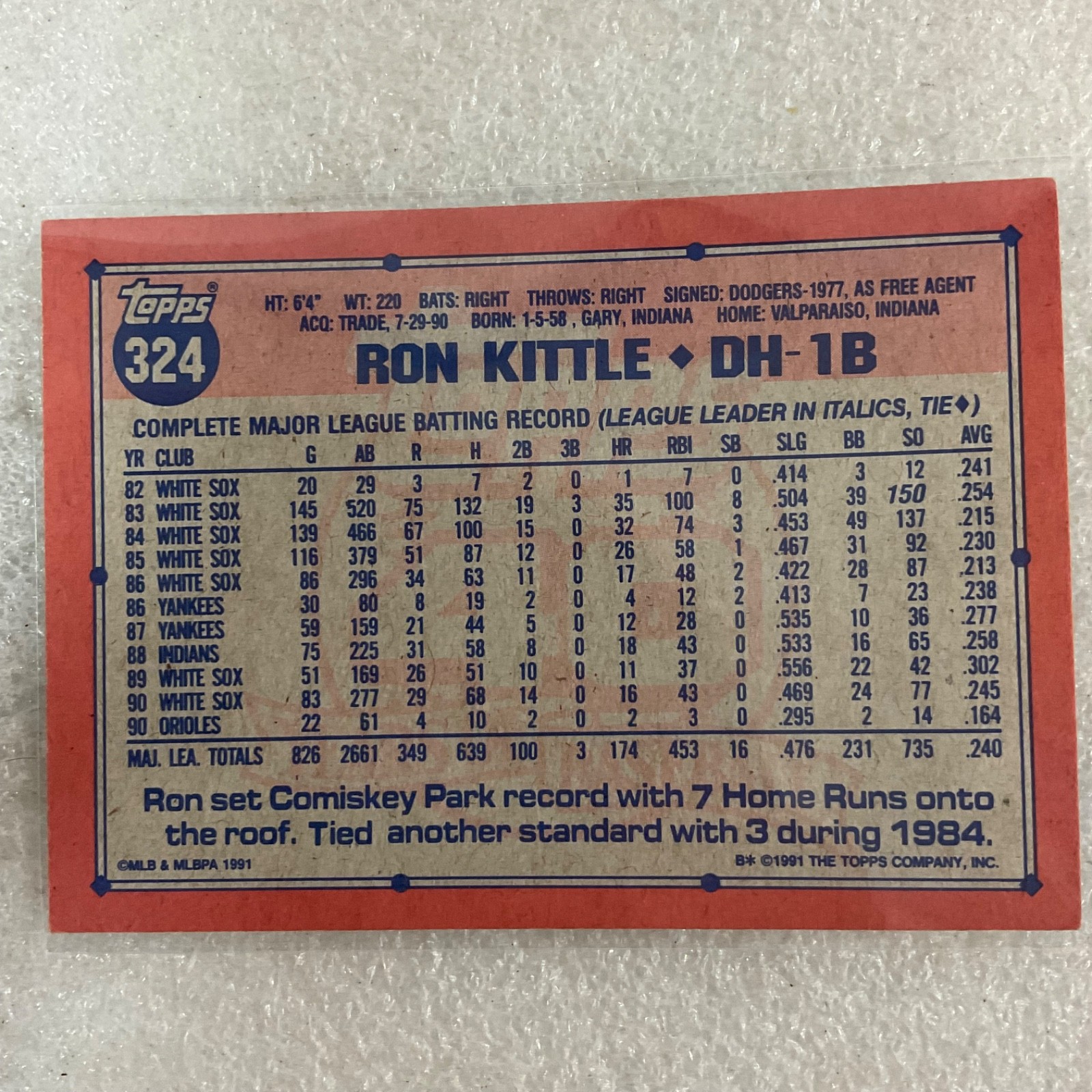1991 Topps Baseball 10 Card Lot Franco Moyer Darling Hough Kittle - Image 18