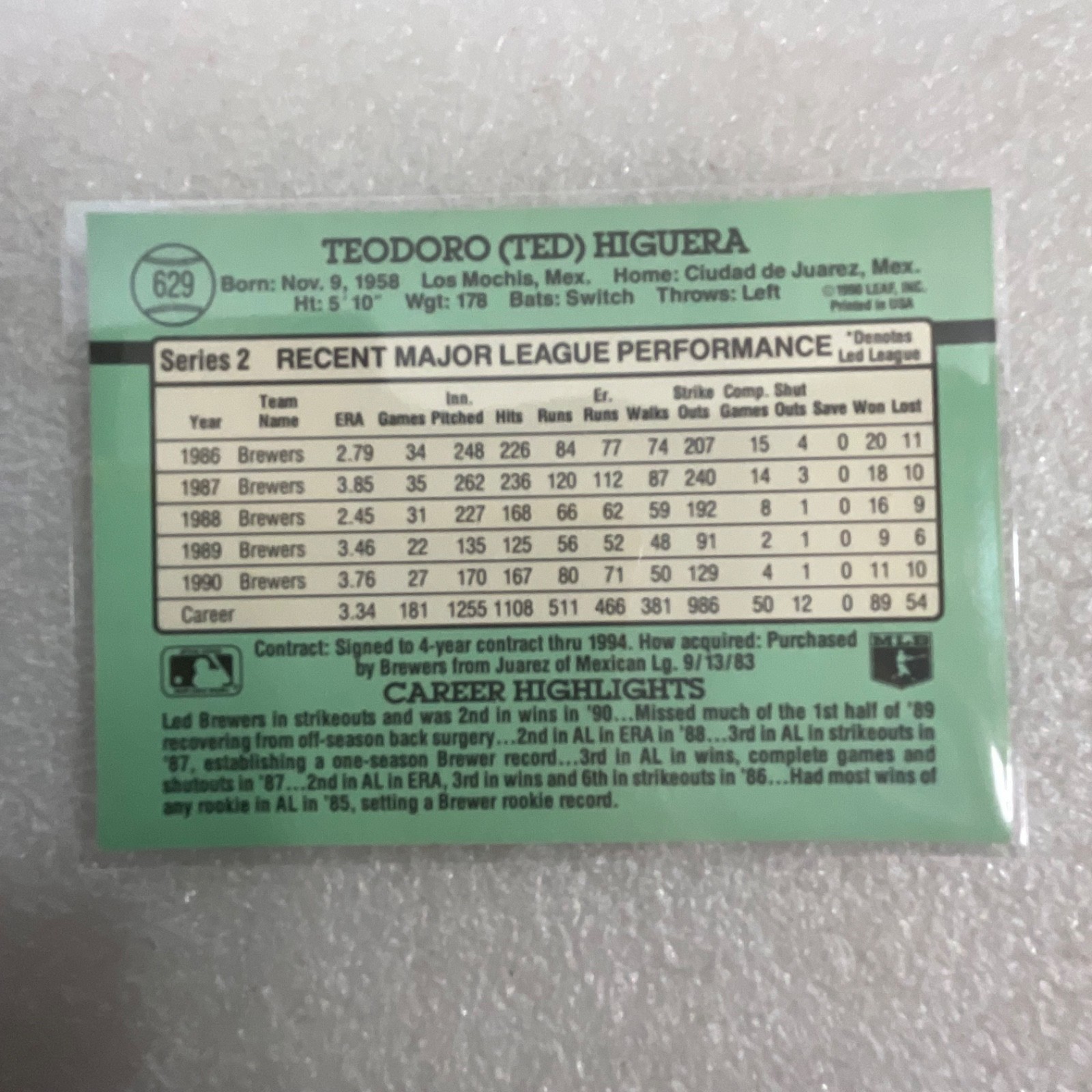 1991 MLB 10 Card Lot Donruss Topps Score Myers Drabek Higuera - Image 14