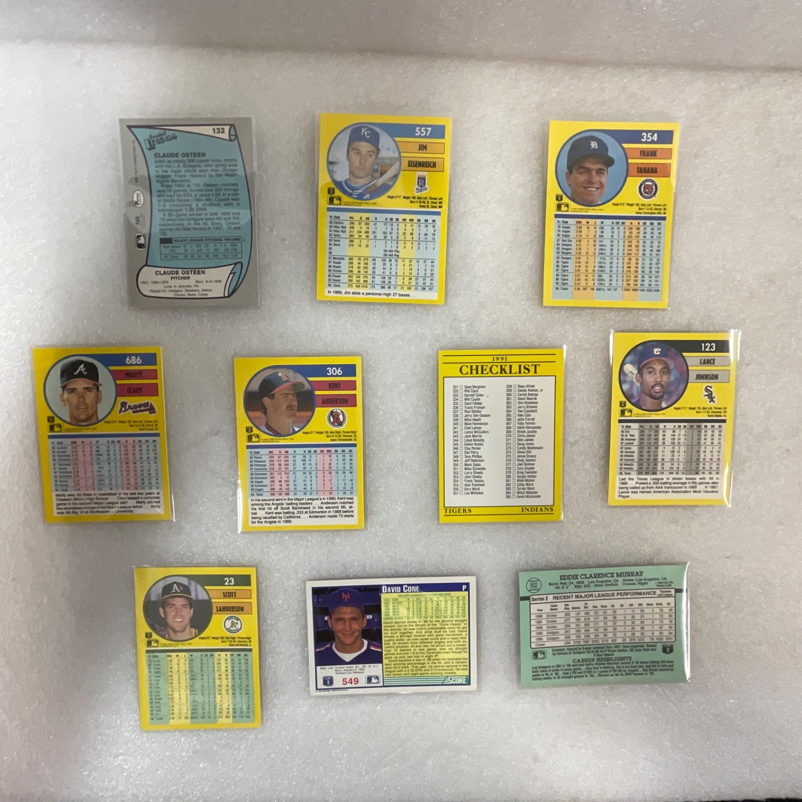 1991 MLB Baseball 10 Card Lot Fleer Donruss Murray Cone Osteen - Image 2